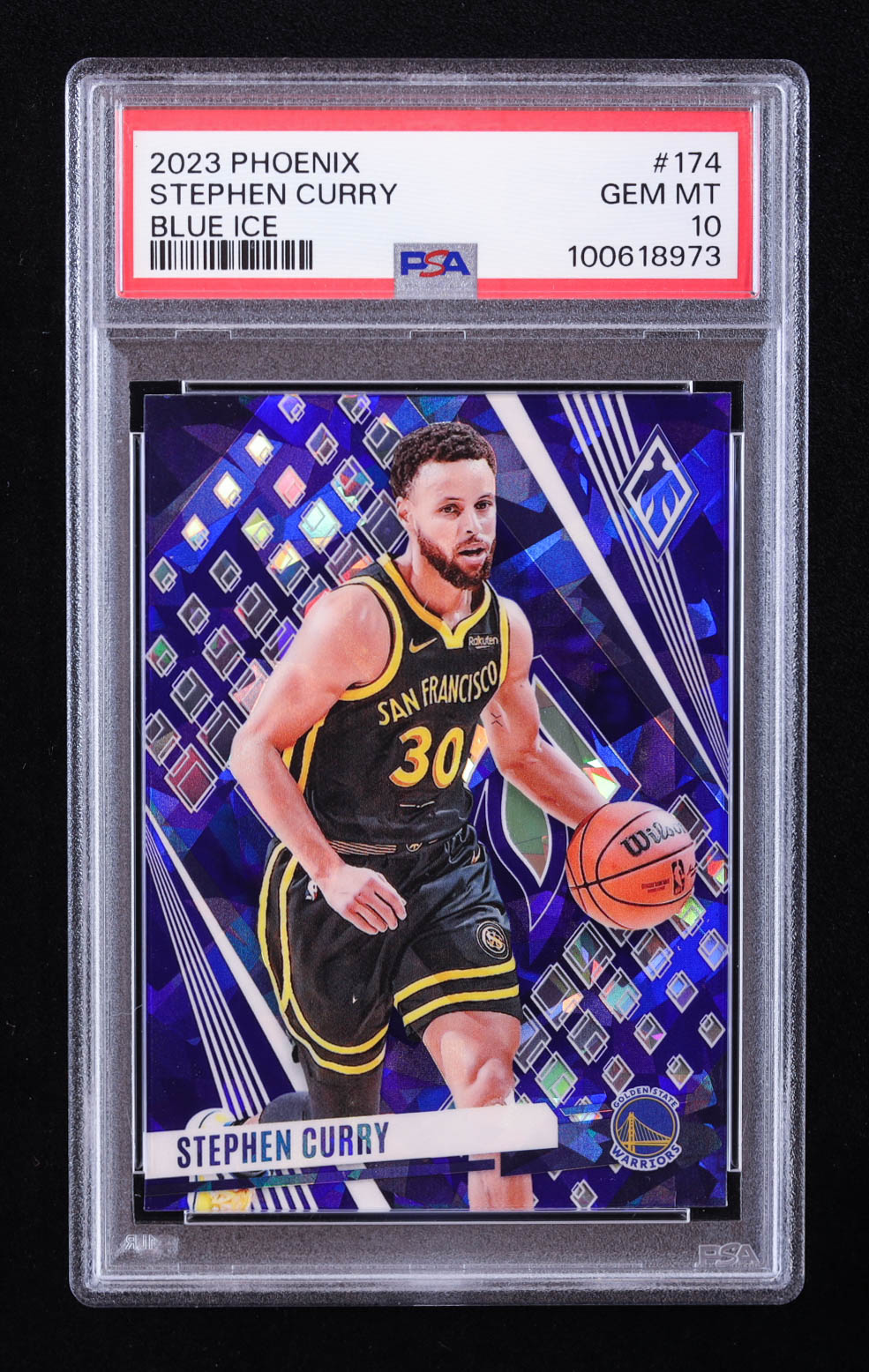 Stephen Curry 2023-24 Panini Phoenix Blue Ice #174 (PSA 10) at PristineAuction.com Stephen Curry 2023-24 Panini Phoenix Blue Ice #174 (PSA 10) at PristineAuction.com