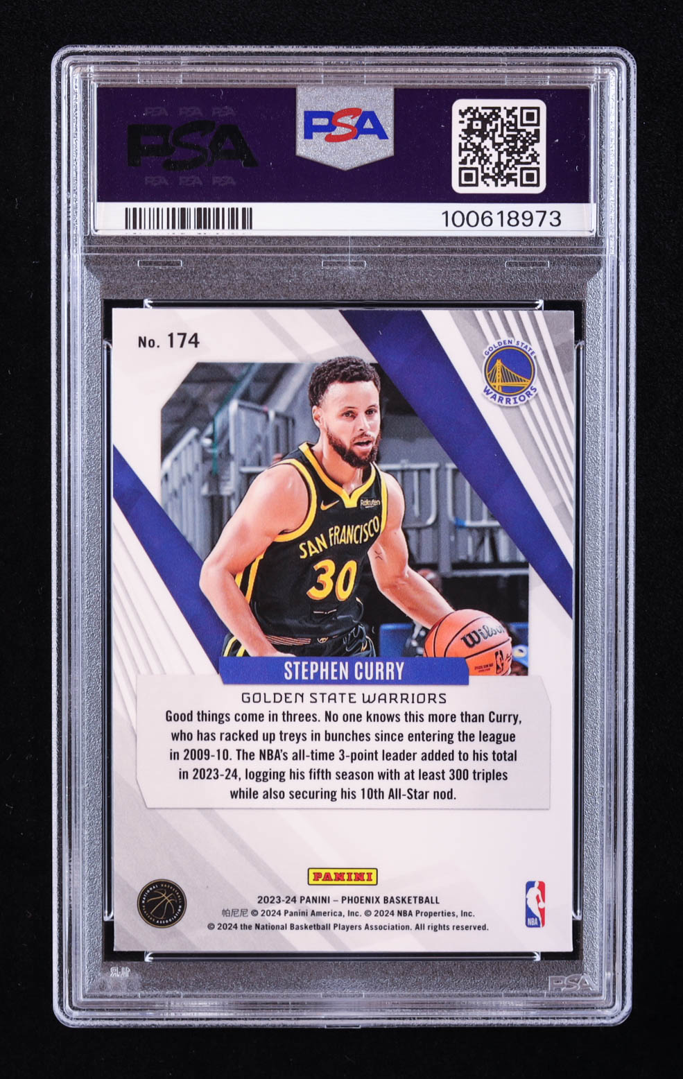 Stephen Curry 2023-24 Panini Phoenix Blue Ice #174 (PSA 10) at PristineAuction.com Stephen Curry 2023-24 Panini Phoenix Blue Ice #174 (PSA 10) at PristineAuction.com