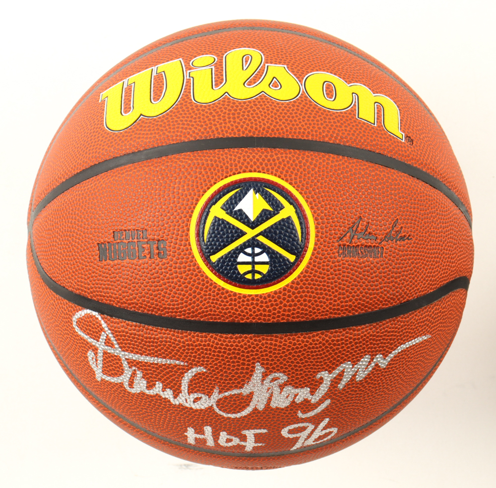 David Thompson Signed Nuggets Logo NBA Basketball Inscribed "HOF 96" (Schwartz) at PristineAuction.com David Thompson Signed Nuggets Logo NBA Basketball Inscribed "HOF 96" (Schwartz) at PristineAuction.com