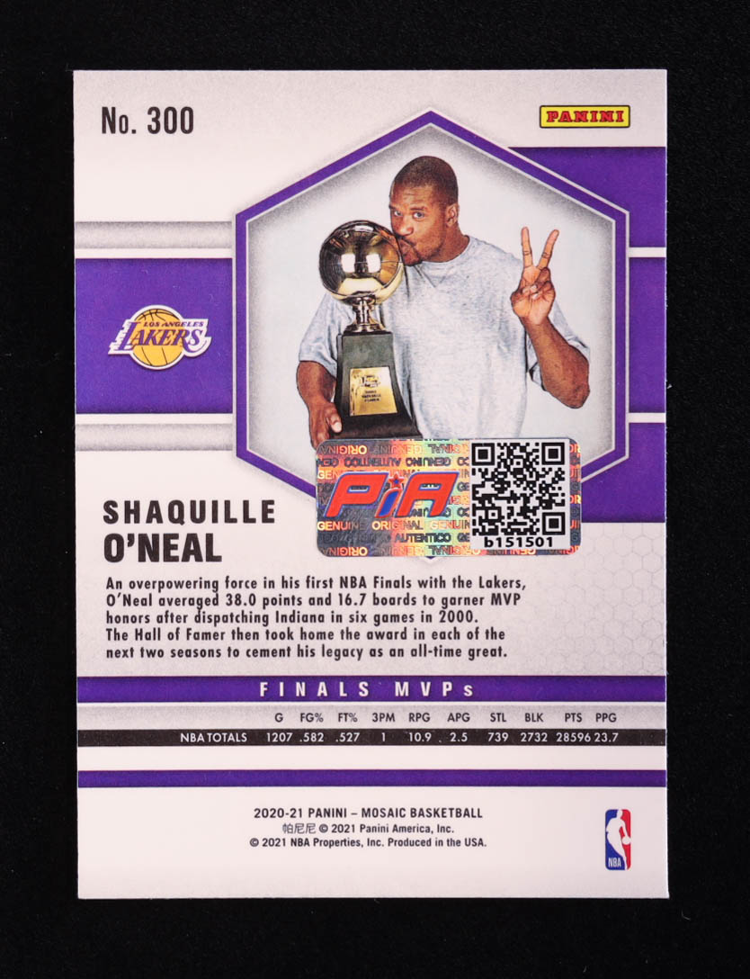 Shaquille O'Neal Signed 2020-21 Panini Mosaic #300 (PIA) at PristineAuction.com Shaquille O'Neal Signed 2020-21 Panini Mosaic #300 (PIA) at PristineAuction.com