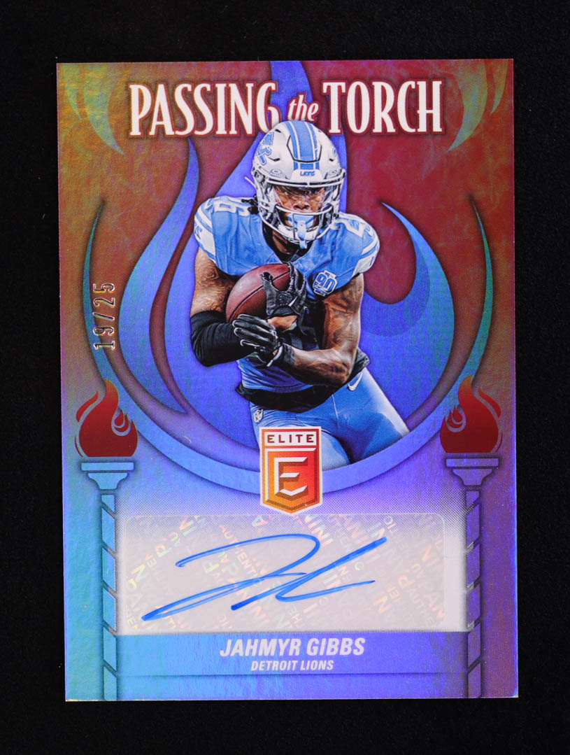 Barry Sanders / Jahmyr Gibbs 2024 Elite Passing the Torch Signatures Doubles #2 #19/25 at PristineAuction.com Barry Sanders / Jahmyr Gibbs 2024 Elite Passing the Torch Signatures Doubles #2 #19/25 at PristineAuction.com
