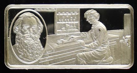 Franklin Mint One Hundred Greatest Americans: Samuel Morse - 500 Grains Sterling (.9636 oz. Silver) Silver Bullion Bar at PristineAuction.com Franklin Mint One Hundred Greatest Americans: Samuel Morse - 500 Grains Sterling (.9636 oz. Silver) Silver Bullion Bar at PristineAuction.com