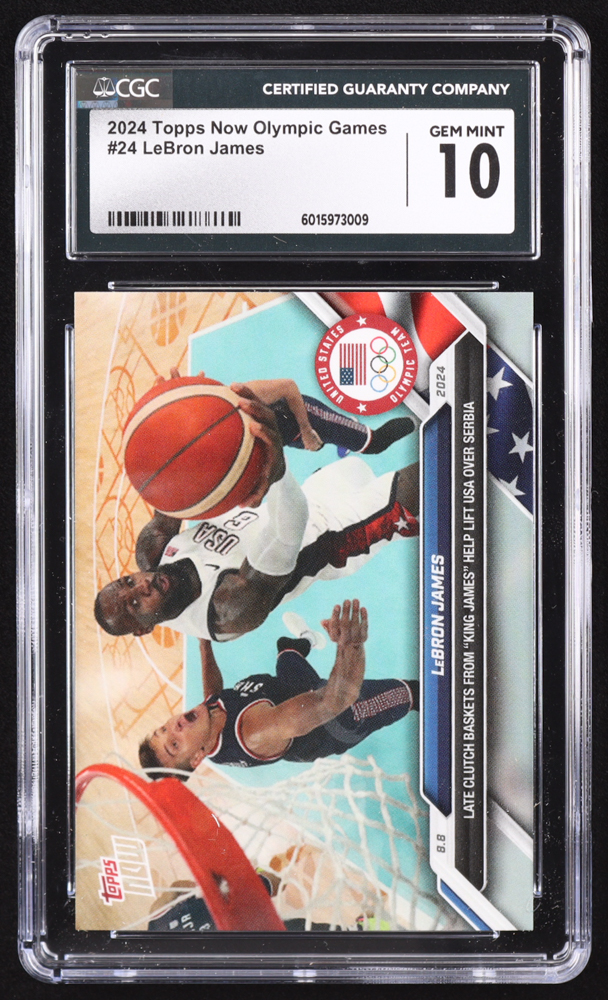 LeBron James 2024 Topps Now Olympic Games #24 (CGC 10) at PristineAuction.com LeBron James 2024 Topps Now Olympic Games #24 (CGC 10) at PristineAuction.com