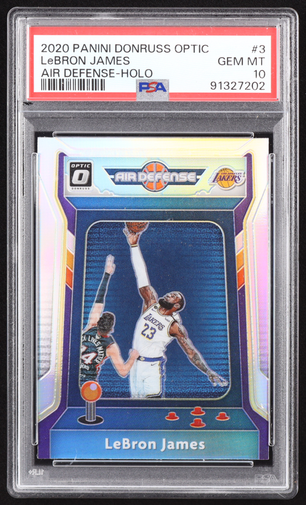 LeBron James 2020-21 Donruss Optic Air Defense Holo #3 (PSA 10) at PristineAuction.com LeBron James 2020-21 Donruss Optic Air Defense Holo #3 (PSA 10) at PristineAuction.com