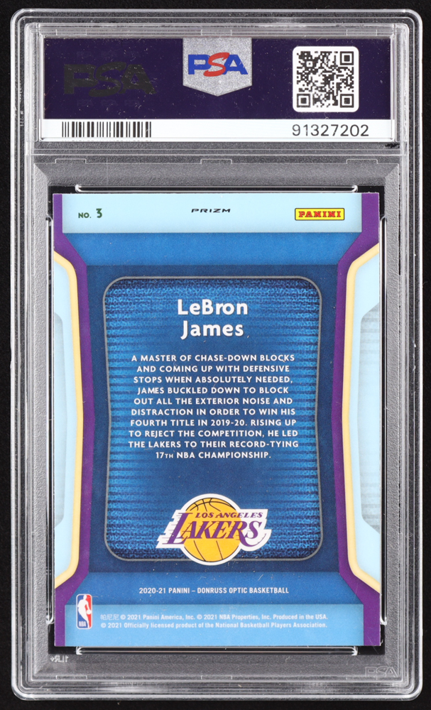 LeBron James 2020-21 Donruss Optic Air Defense Holo #3 (PSA 10) at PristineAuction.com LeBron James 2020-21 Donruss Optic Air Defense Holo #3 (PSA 10) at PristineAuction.com