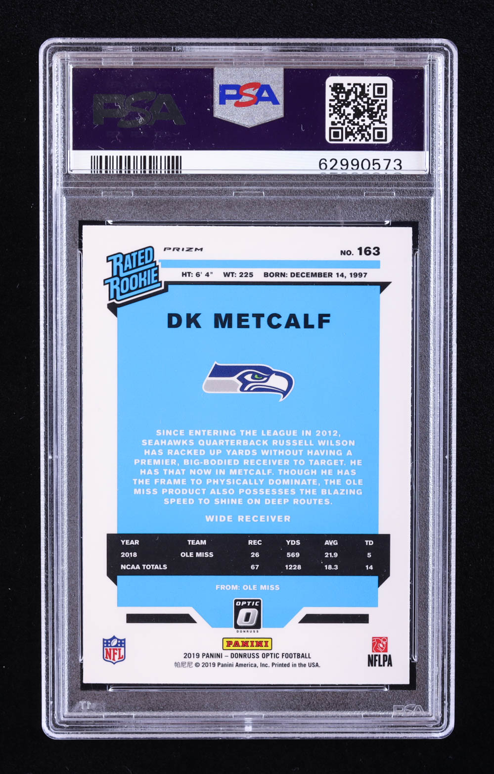 D.K. Metcalf 2019 Donruss Optic Pink #163 RR RC (PSA 10) at PristineAuction.com D.K. Metcalf 2019 Donruss Optic Pink #163 RR RC (PSA 10) at PristineAuction.com