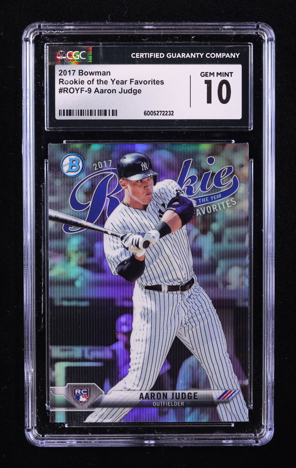 Aaron Judge 2017 Bowman Chrome ROY Favorites Refractors #ROYF9 RC (CGC 10) at PristineAuction.com Aaron Judge 2017 Bowman Chrome ROY Favorites Refractors #ROYF9 RC (CGC 10) at PristineAuction.com