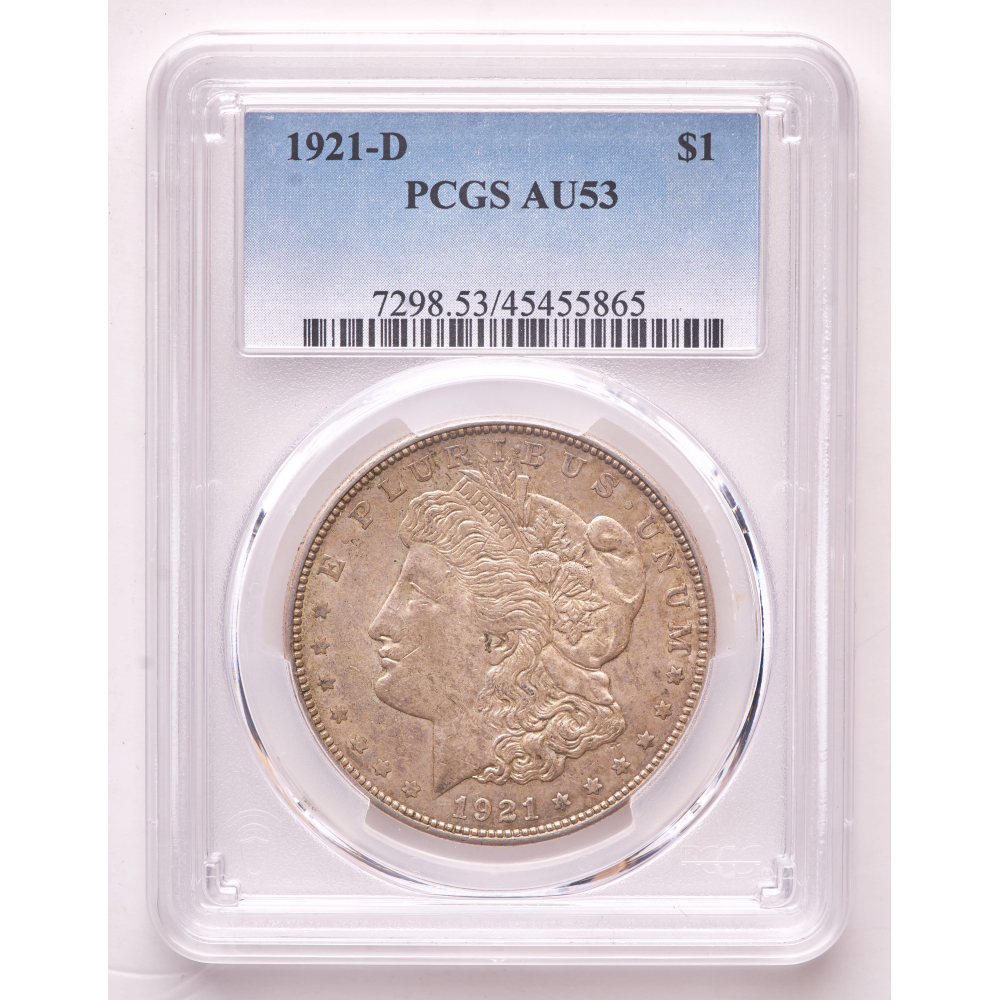 1921-D Morgan Silver Dollar (PCGS AU53) at PristineAuction.com