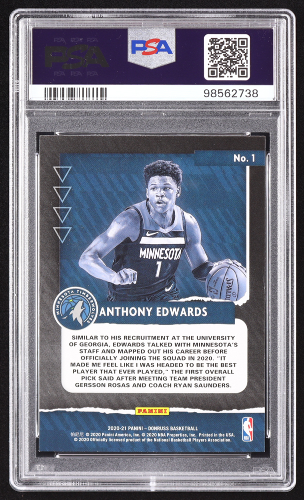 Anthony Edwards 2020-21 Donruss Great X-Pectations #1 RC (PSA 10) at PristineAuction.com Anthony Edwards 2020-21 Donruss Great X-Pectations #1 RC (PSA 10) at PristineAuction.com