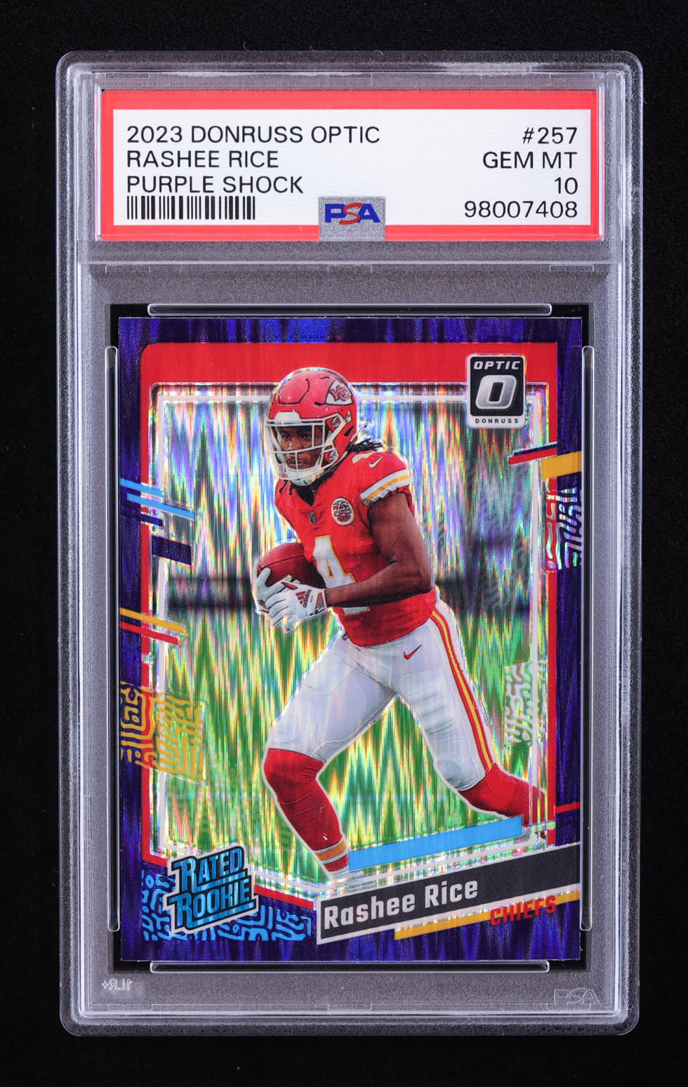 Rashee Rice 2023 Donruss Optic Purple Shock RR #257 RC (PSA 10) at PristineAuction.com Rashee Rice 2023 Donruss Optic Purple Shock RR #257 RC (PSA 10) at PristineAuction.com
