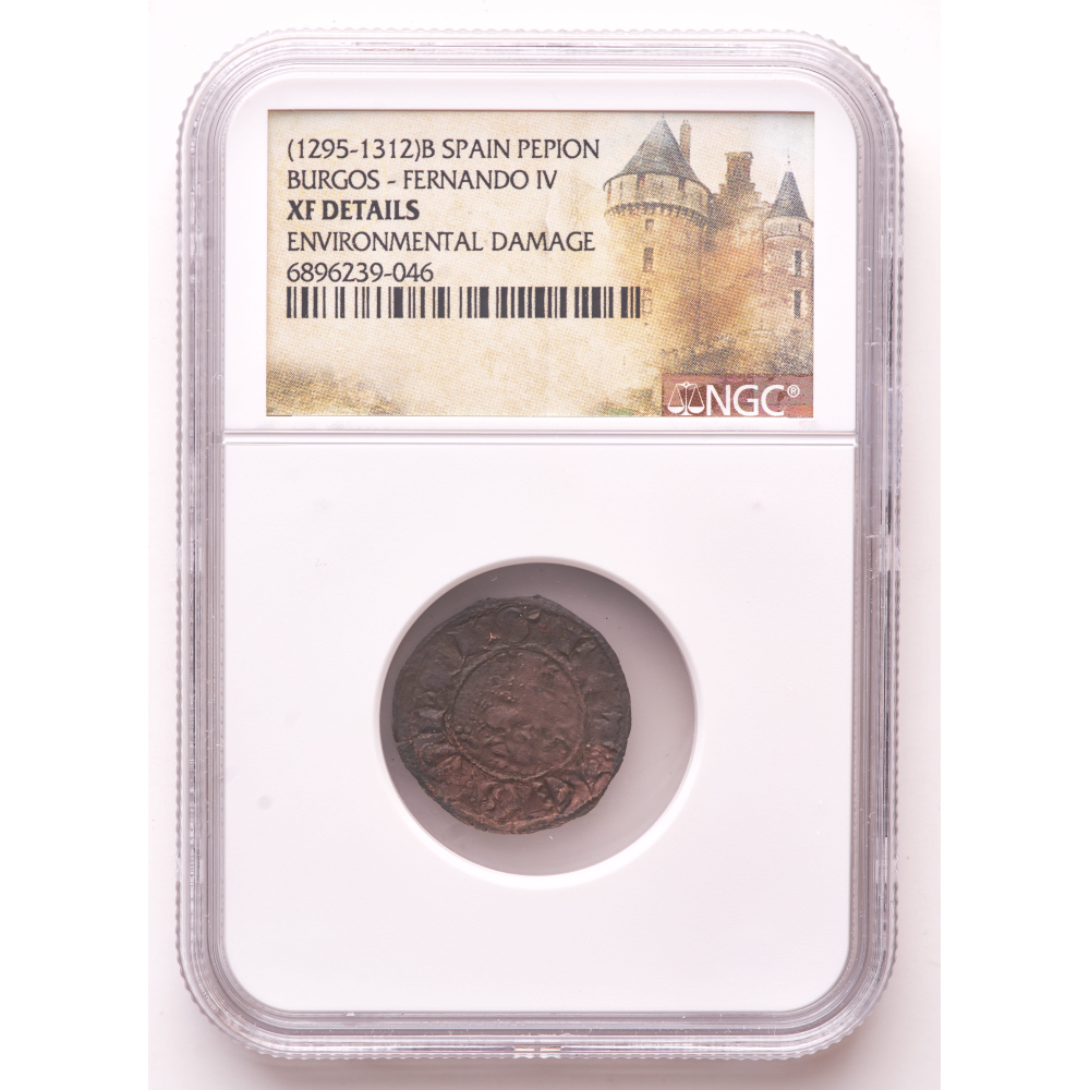 Fernando IV “The Summoned” (1295-1312) Medieval Spain Burgos Silver Pepion (NGC XF Details) at PristineAuction.com