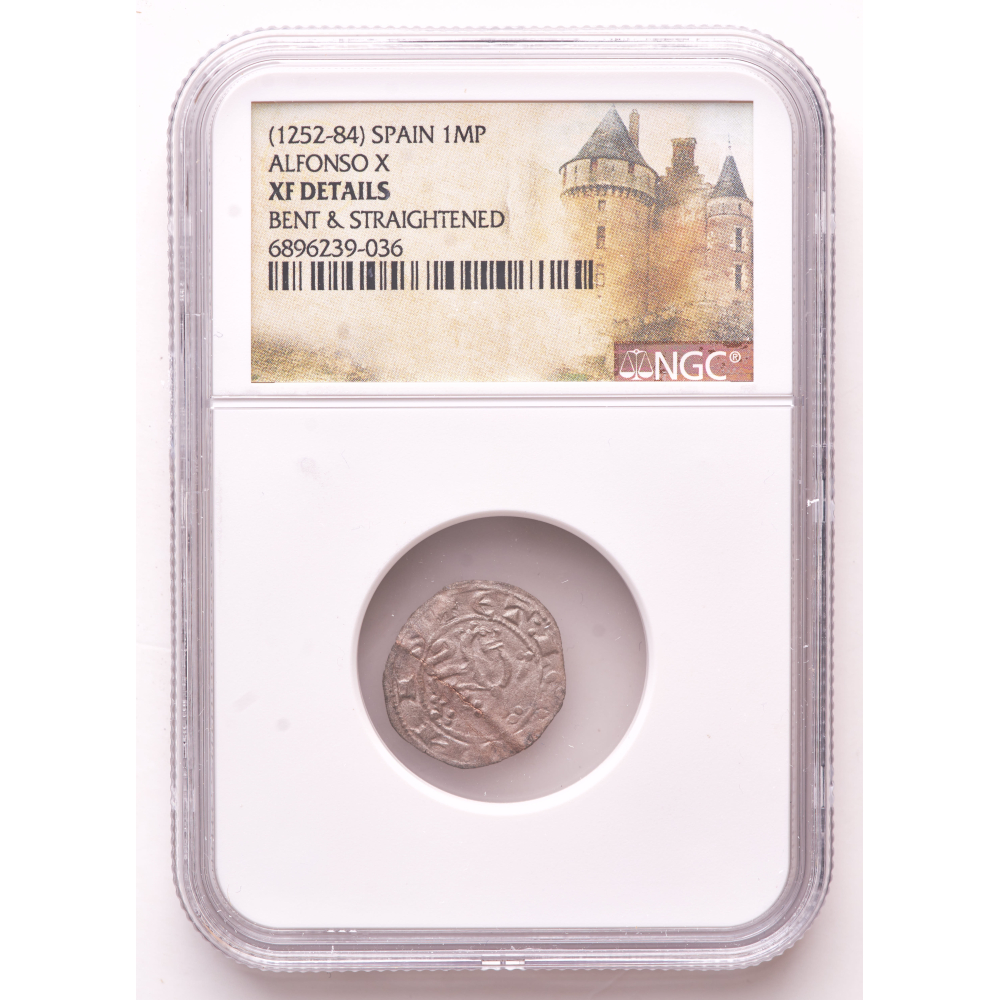 Alfonso X (1252-1284) Medieval Spain 1MP (NGC XF Details) at PristineAuction.com