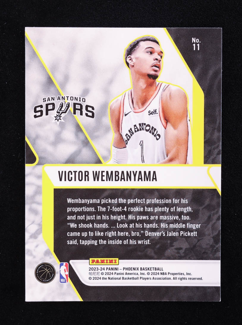 Victor Wembanyama 2023-24 Panini Phoenix Fade To Black #11 RC at PristineAuction.com Victor Wembanyama 2023-24 Panini Phoenix Fade To Black #11 RC at PristineAuction.com