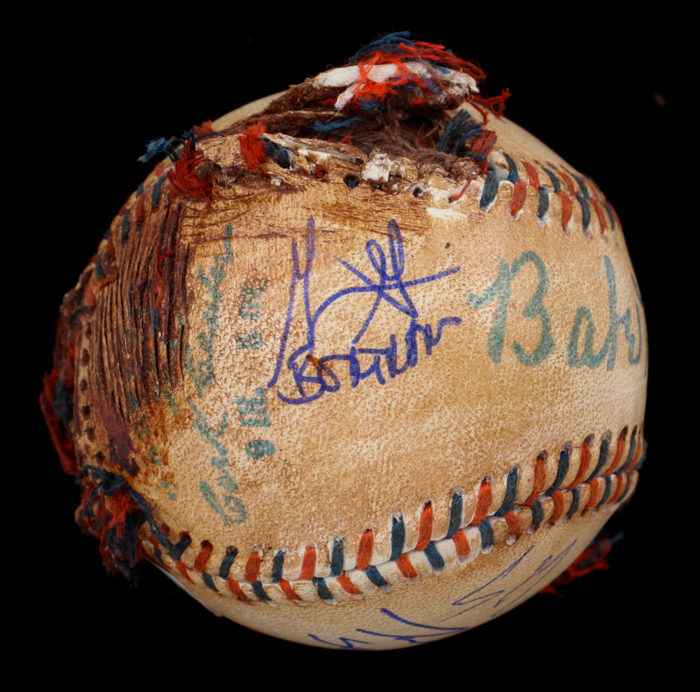 "The Sandlot" Prop Replica Baseball Cast-Signed & Inscribed by (8) with Marty York, Chauncey Leopardi, Tom Guiry, Shane Obedinzki (JSA) at PristineAuction.com "The Sandlot" Prop Replica Baseball Cast-Signed & Inscribed by (8) with Marty York, Chauncey Leopardi, Tom Guiry, Shane Obedinzki (JSA) at PristineAuction.com