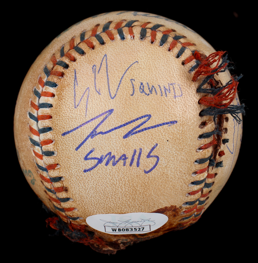 "The Sandlot" Prop Replica Baseball Cast-Signed & Inscribed by (8) with Marty York, Chauncey Leopardi, Tom Guiry, Shane Obedinzki (JSA) at PristineAuction.com "The Sandlot" Prop Replica Baseball Cast-Signed & Inscribed by (8) with Marty York, Chauncey Leopardi, Tom Guiry, Shane Obedinzki (JSA) at PristineAuction.com