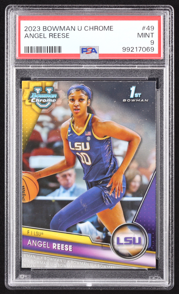 Angel Reese 2023-24 Bowman Chrome University #49 RC (PSA 9) at PristineAuction.com Angel Reese 2023-24 Bowman Chrome University #49 RC (PSA 9) at PristineAuction.com