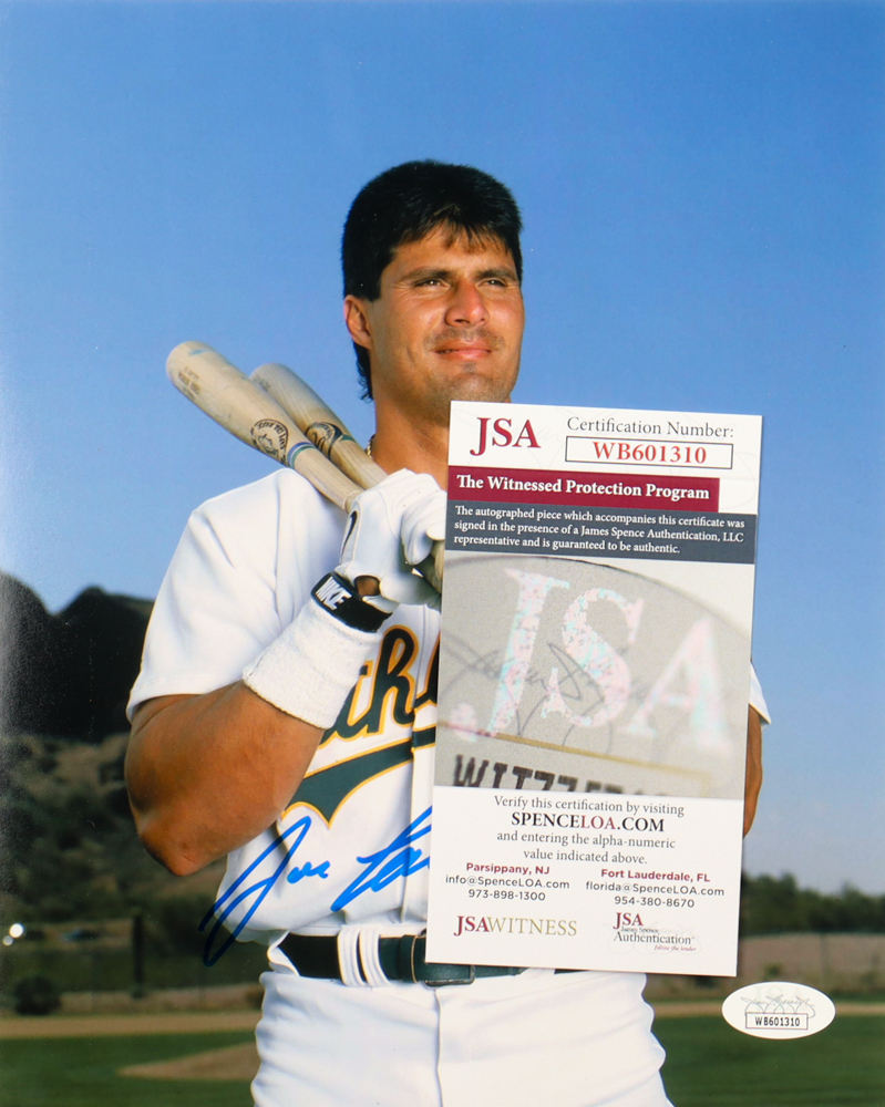 Maillot MLB Oakland dédicacé par Jose Canseco en tant que