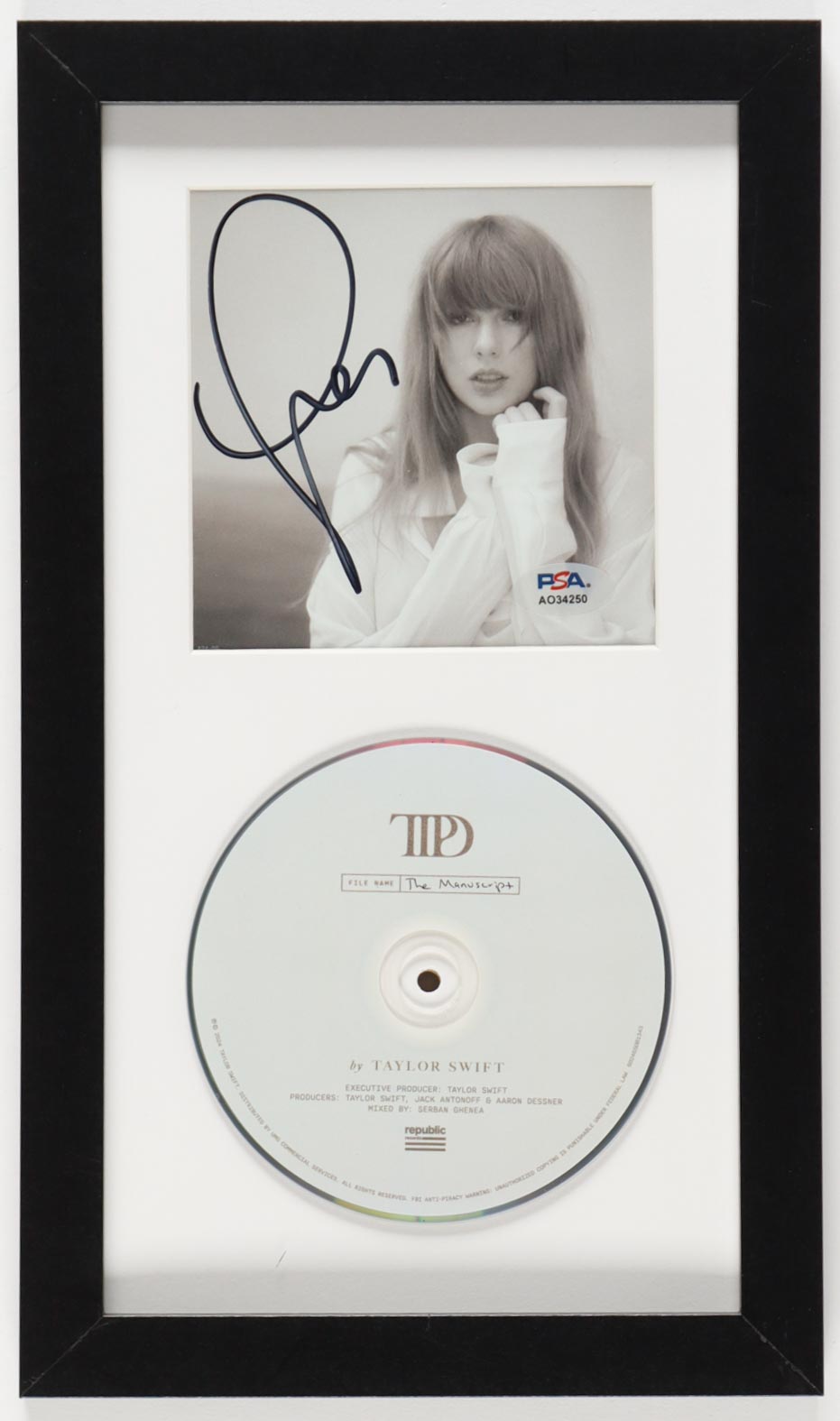 Taylor Swift Signed Custom Framed "The Tortured Poets Department" CD Album Insert Display With Disc (PSA) at PristineAuction.com Taylor Swift Signed Custom Framed "The Tortured Poets Department" CD Album Insert Display With Disc (PSA) at PristineAuction.com