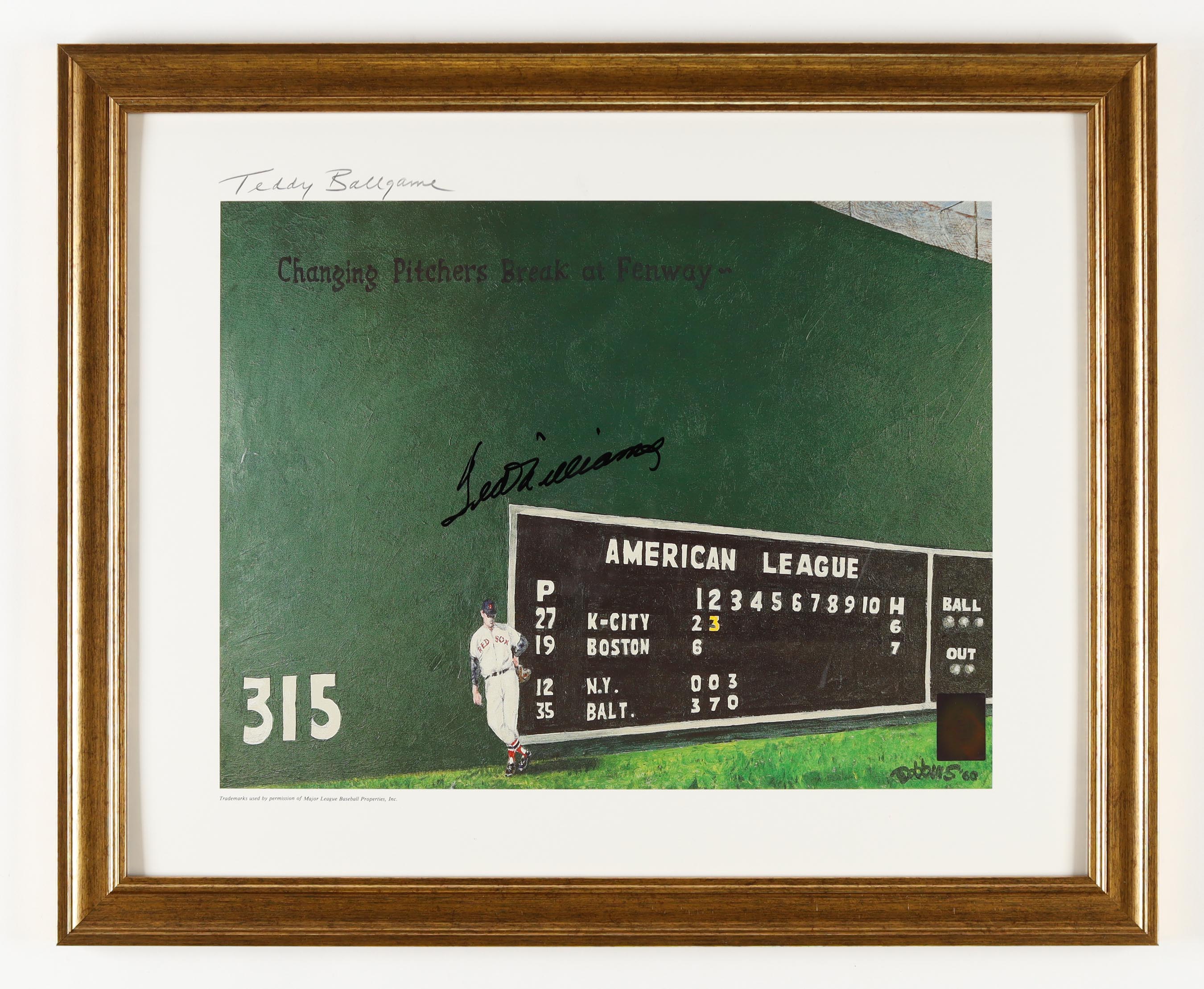Ted Williams Signed "Teddy Ballgame" Custom Framed Art Print Display (Williams) at PristineAuction.com Ted Williams Signed "Teddy Ballgame" Custom Framed Art Print Display (Williams) at PristineAuction.com