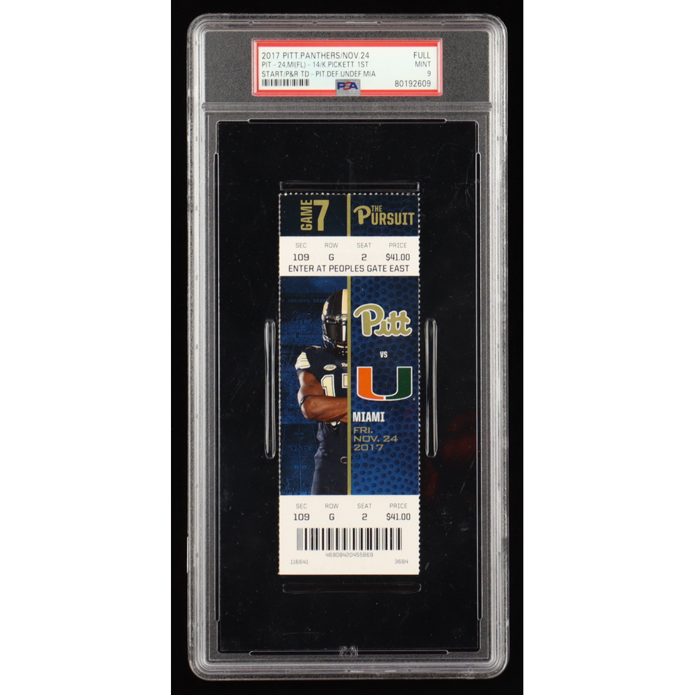 2017 Pittsburgh Panthers Defeat Miami Hurricanes Original Ticket (PSA 9) at PristineAuction.com