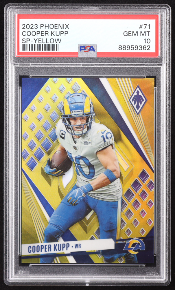 Cooper Kupp 2023 Panini Phoenix SP Yellow #71 #23/50 (PSA 10) at PristineAuction.com Cooper Kupp 2023 Panini Phoenix SP Yellow #71 #23/50 (PSA 10) at PristineAuction.com