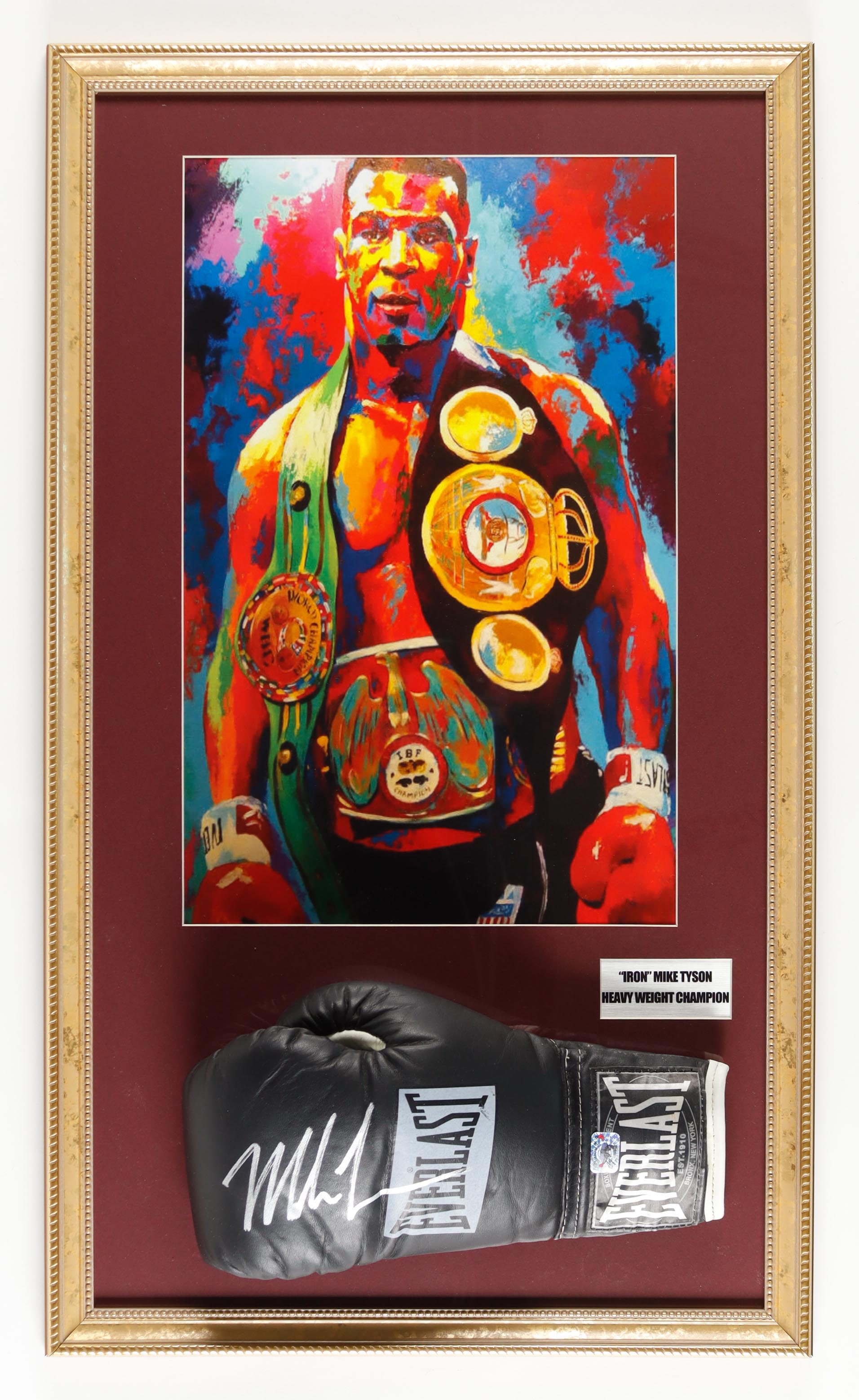 Mike Tyson Signed Custom Framed Everlast Boxing Glove with Art Print (Tyson) at PristineAuction.com Mike Tyson Signed Custom Framed Everlast Boxing Glove with Art Print (Tyson) at PristineAuction.com