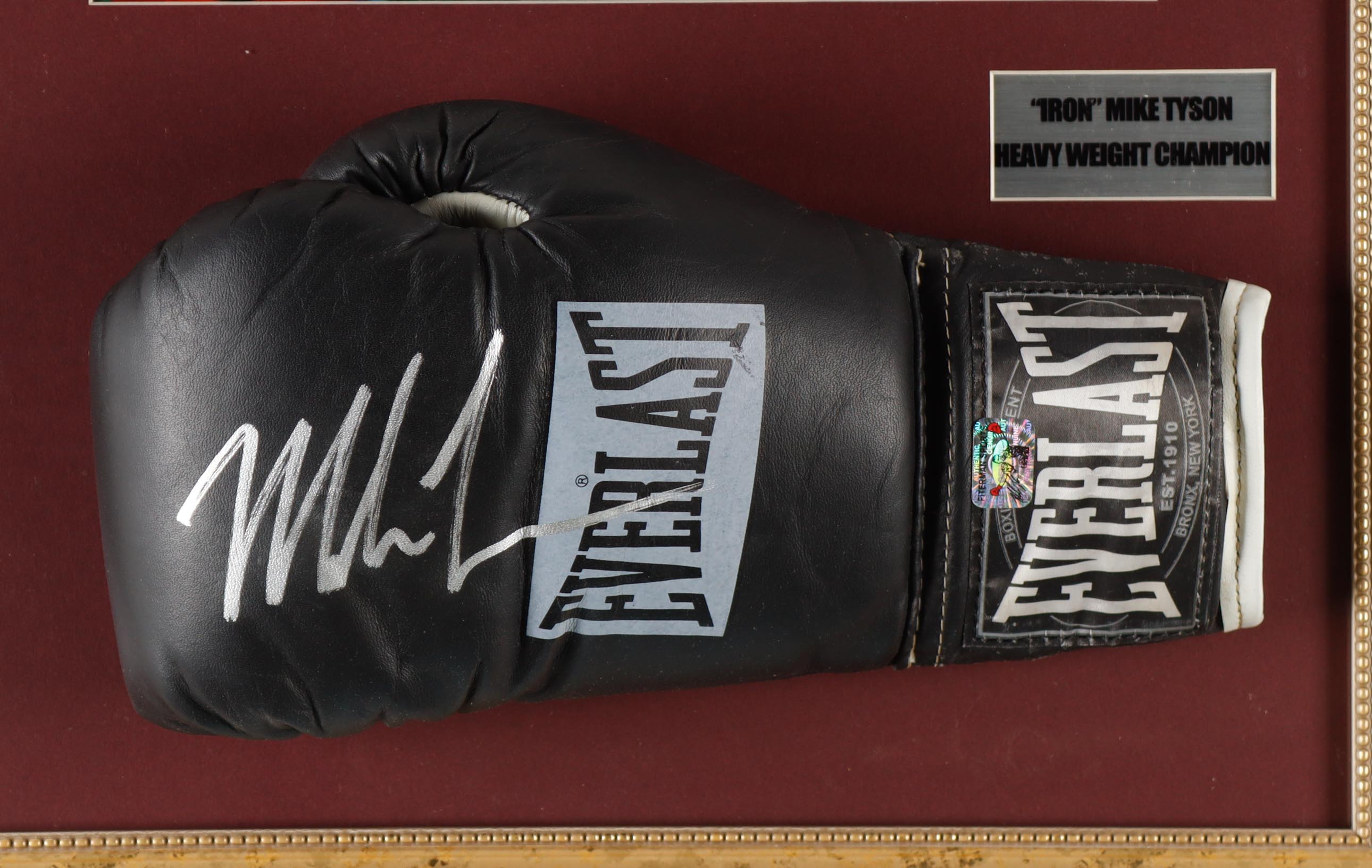Mike Tyson Signed Custom Framed Everlast Boxing Glove with Art Print (Tyson) at PristineAuction.com Mike Tyson Signed Custom Framed Everlast Boxing Glove with Art Print (Tyson) at PristineAuction.com