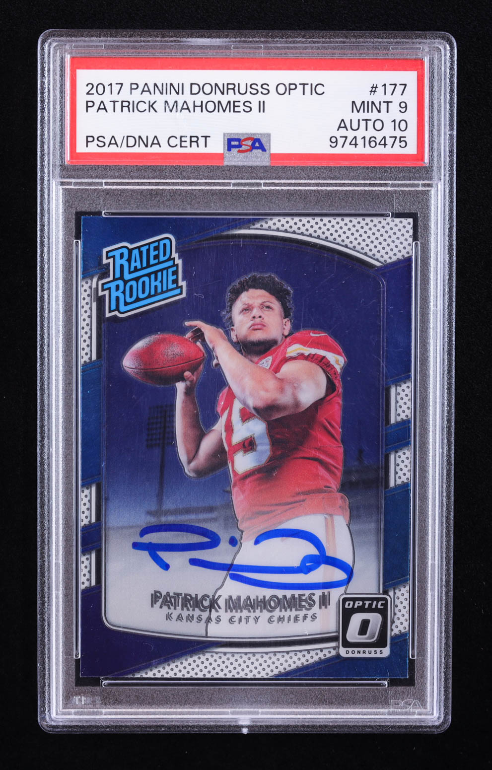 Patrick Mahomes II Signed 2017 Donruss Optic #177 RR RC (PSA 9 ...