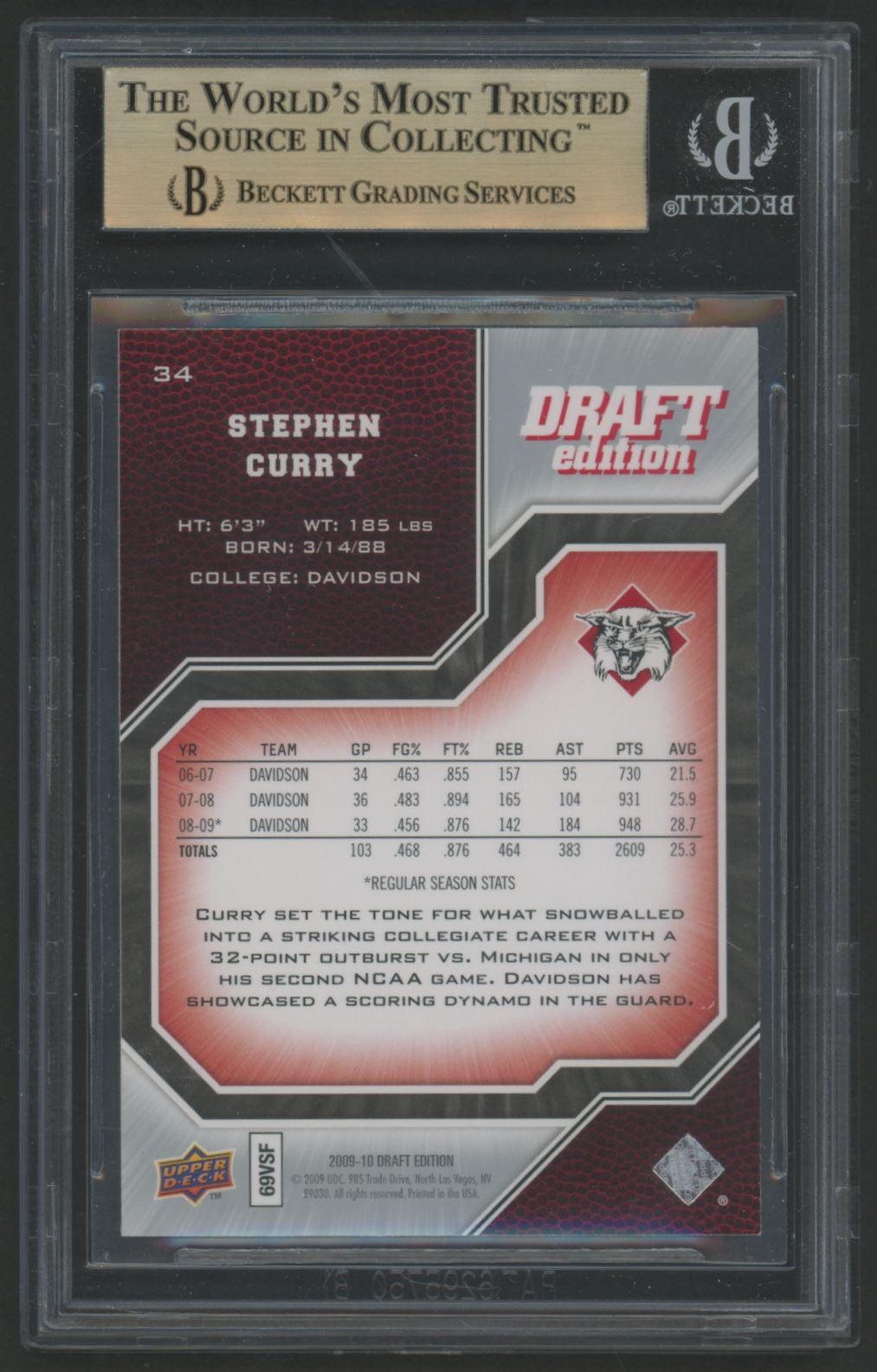 Stephen Curry 2009-10 Upper Deck Draft Edition #34 SP RC (BGS 9.5) at PristineAuction.com Stephen Curry 2009-10 Upper Deck Draft Edition #34 SP RC (BGS 9.5) at PristineAuction.com