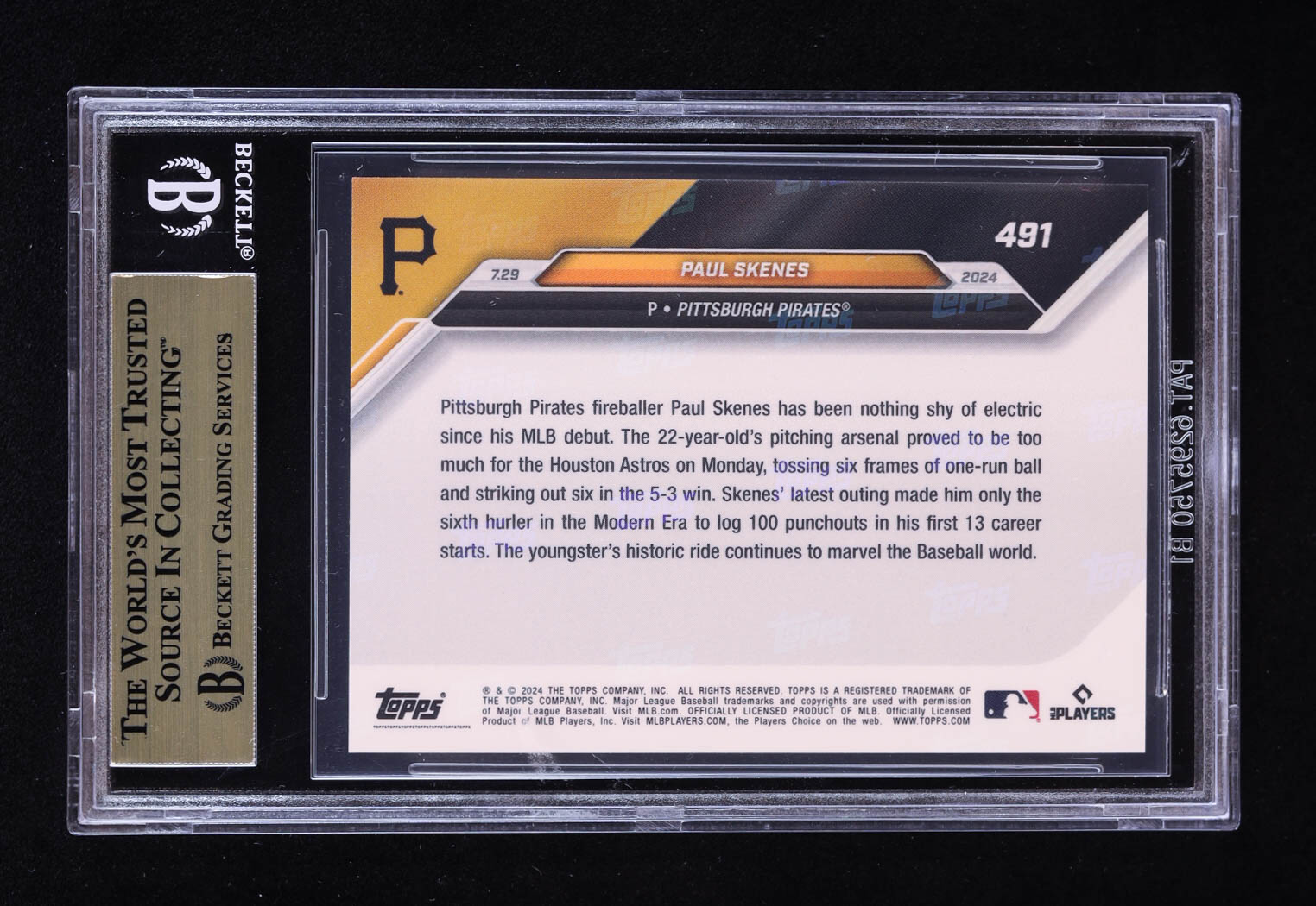 Paul Skenes 2024 Topps Now #491 RC (BGS 9.5) at PristineAuction.com Paul Skenes 2024 Topps Now #491 RC (BGS 9.5) at PristineAuction.com