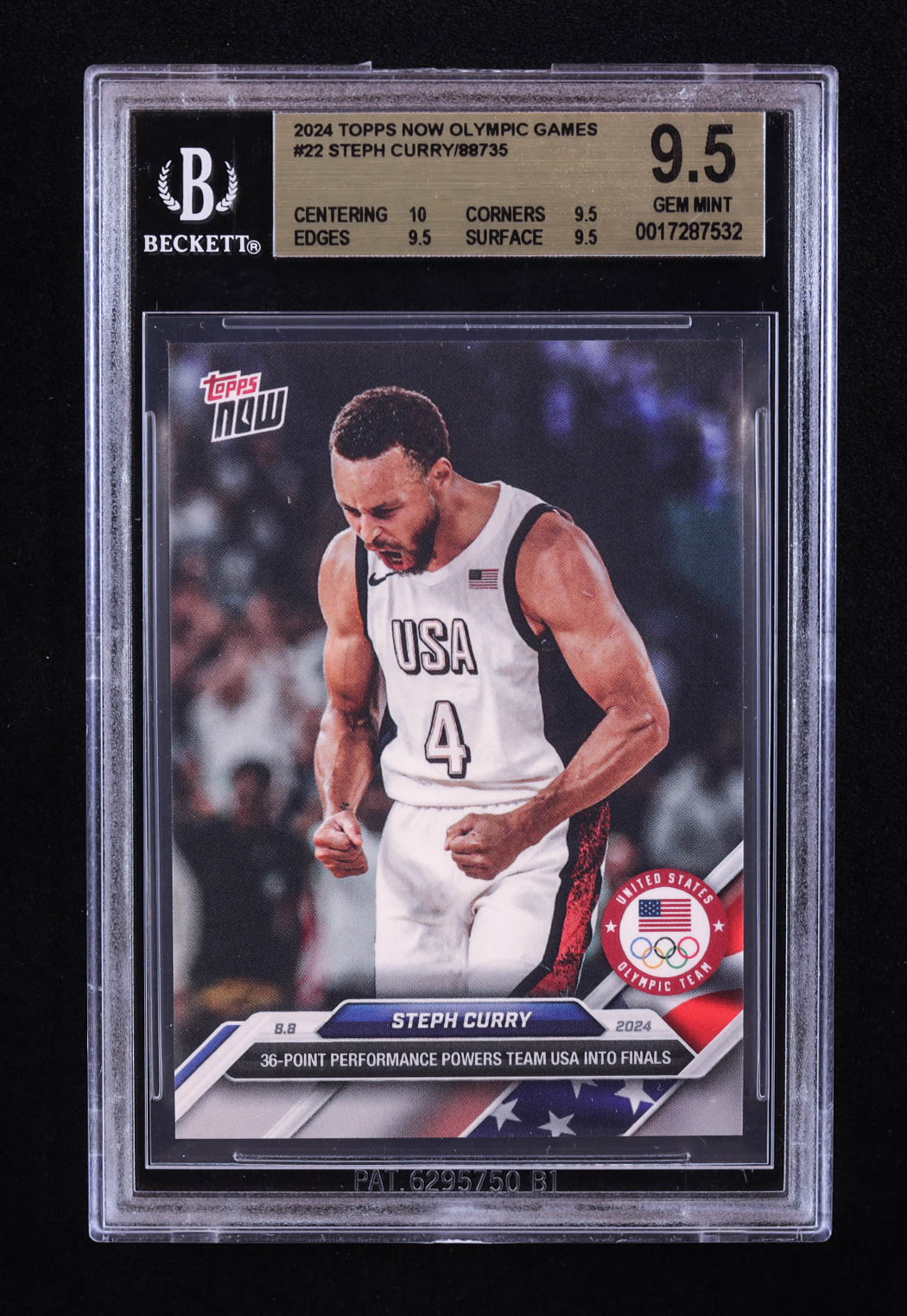 Stephen Curry 2024 Topps Now Olympic Games #22 (BGS 9.5) at PristineAuction.com Stephen Curry 2024 Topps Now Olympic Games #22 (BGS 9.5) at PristineAuction.com