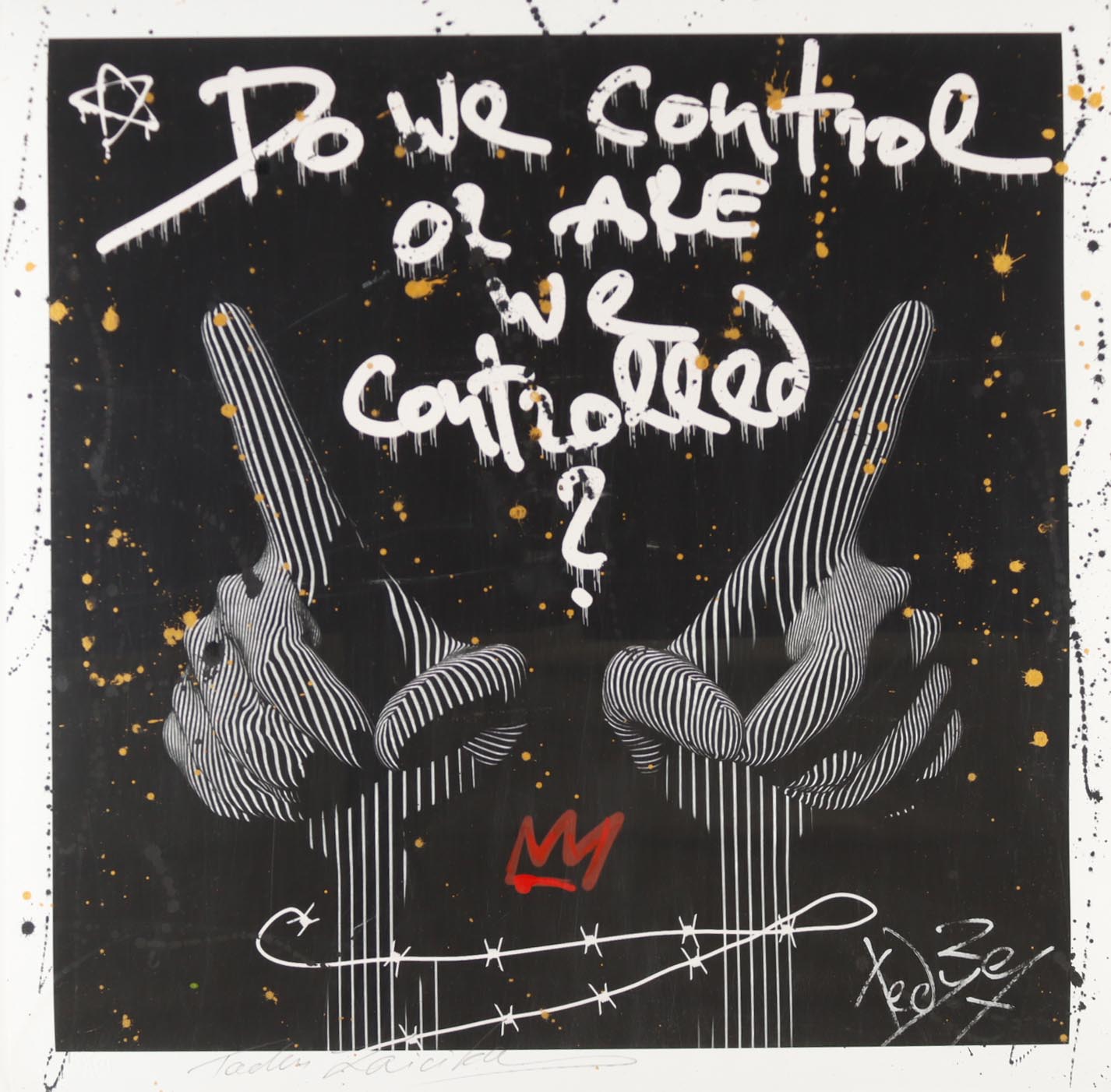 "Strings of Control" 2024 24x24 Original Painting on Paper by Tadas Zaicikas | TedyZet (Zaicikas) at PristineAuction.com "Strings of Control" 2024 24x24 Original Painting on Paper by Tadas Zaicikas | TedyZet (Zaicikas) at PristineAuction.com