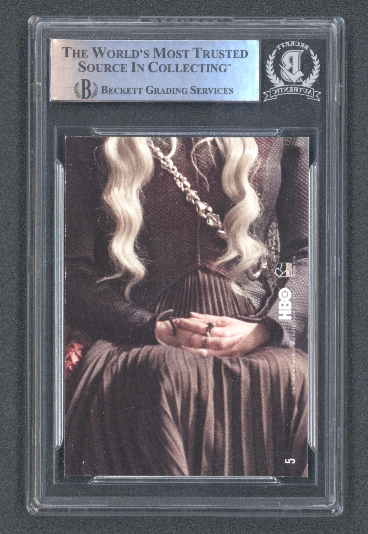 Emilia Clarke Signed 2021 Rittenhouse Game of Thrones Iron Anniversary #5 (BGS) at PristineAuction.com Emilia Clarke Signed 2021 Rittenhouse Game of Thrones Iron Anniversary #5 (BGS) at PristineAuction.com