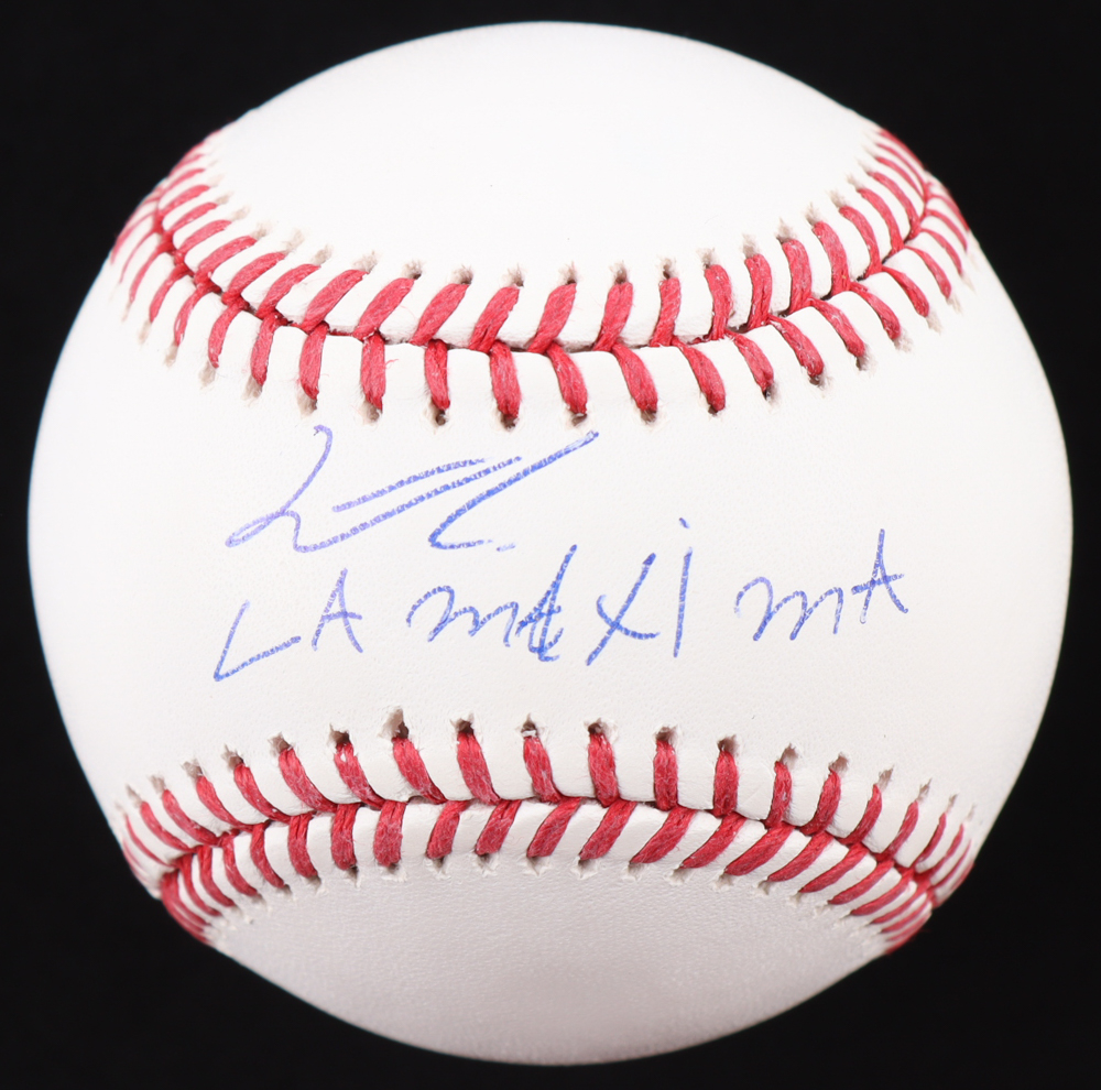 Junior Caminero Signed OML Baseball Inscribed "LA MA x1 MA" (JSA) at PristineAuction.com Junior Caminero Signed OML Baseball Inscribed "LA MA x1 MA" (JSA) at PristineAuction.com