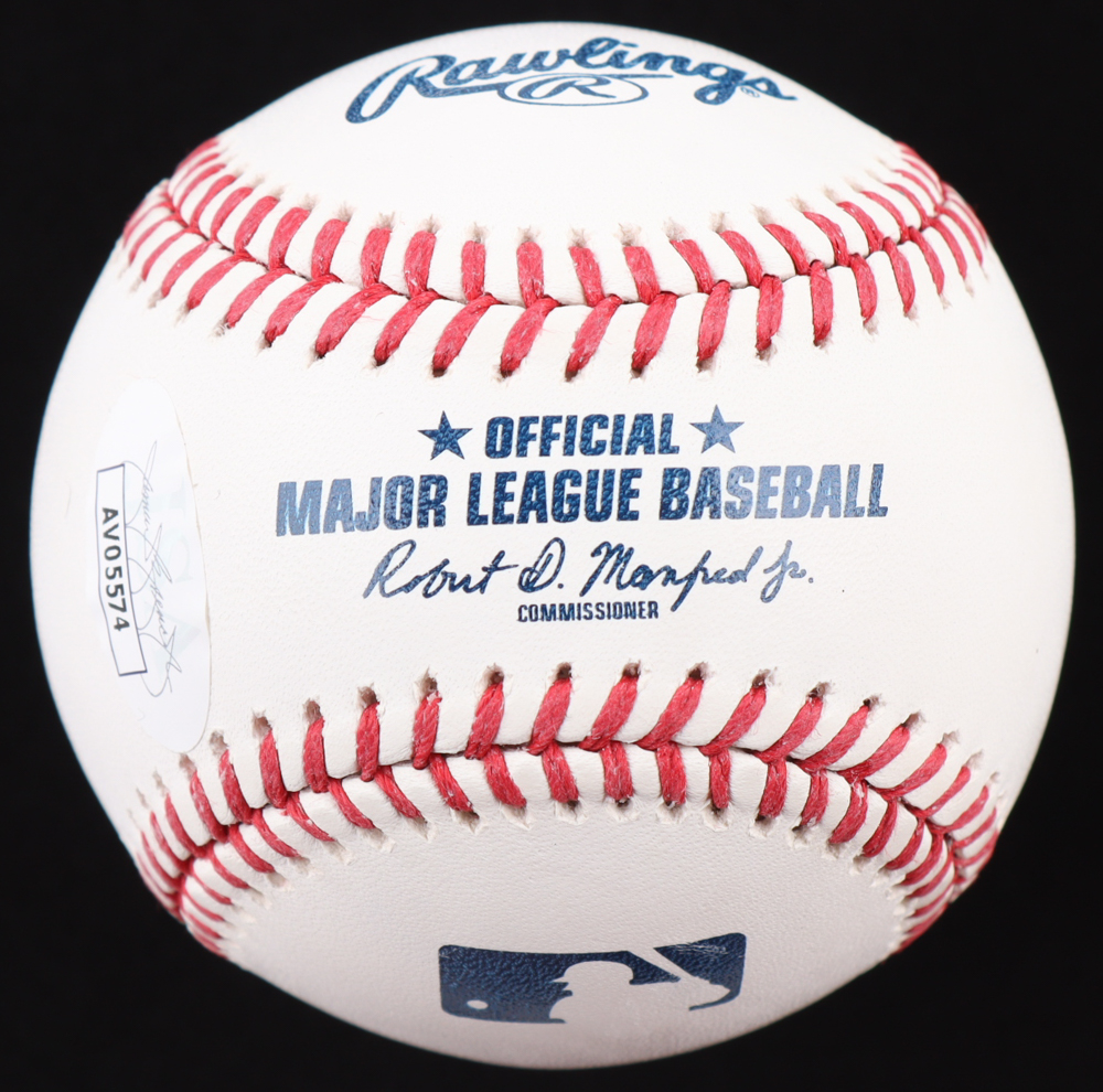 Junior Caminero Signed OML Baseball Inscribed "LA MA x1 MA" (JSA) at PristineAuction.com Junior Caminero Signed OML Baseball Inscribed "LA MA x1 MA" (JSA) at PristineAuction.com