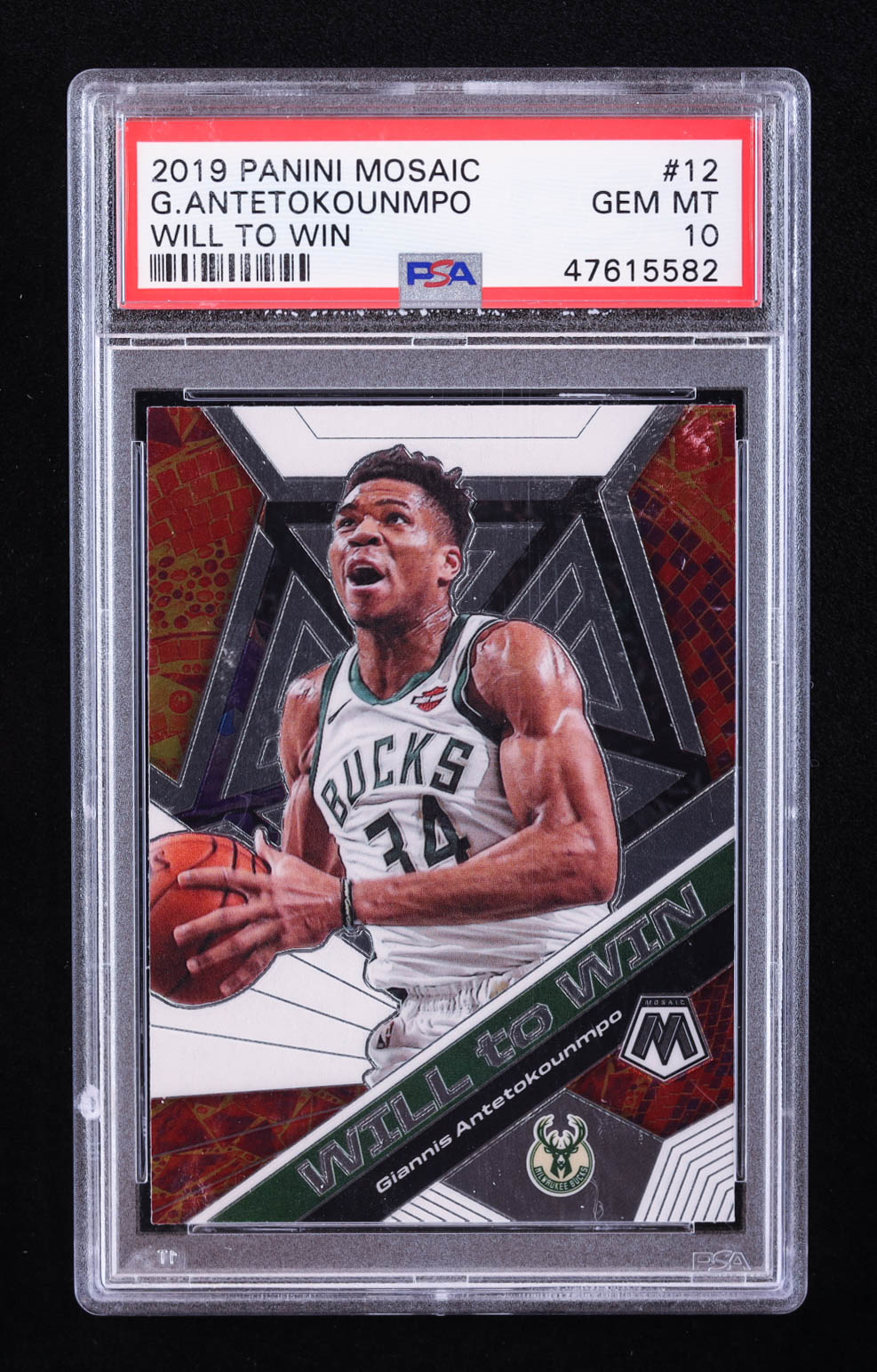 Giannis Antetokounmpo 2019-20 Panini Mosaic Will to Win #12 (PSA 10) at PristineAuction.com Giannis Antetokounmpo 2019-20 Panini Mosaic Will to Win #12 (PSA 10) at PristineAuction.com