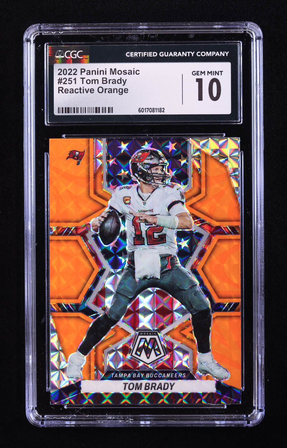 Tom Brady 2022 Panini Mosaic Mosaic Reactive Orange #251 NP (CGC 10) at PristineAuction.com Tom Brady 2022 Panini Mosaic Mosaic Reactive Orange #251 NP (CGC 10) at PristineAuction.com