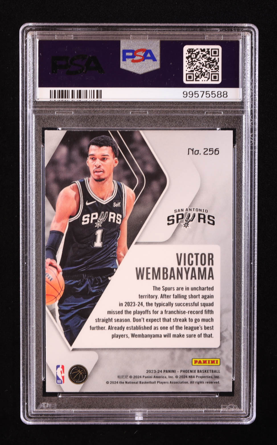 Victor Wembanyama 2023-24 Panini Phoenix Blue Ice #256 RC (PSA 10) at PristineAuction.com Victor Wembanyama 2023-24 Panini Phoenix Blue Ice #256 RC (PSA 10) at PristineAuction.com