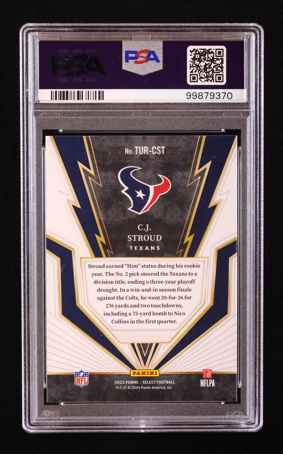 CJ Stroud 2023 Select Turbocharged #9 RC (PSA 10) at PristineAuction.com CJ Stroud 2023 Select Turbocharged #9 RC (PSA 10) at PristineAuction.com