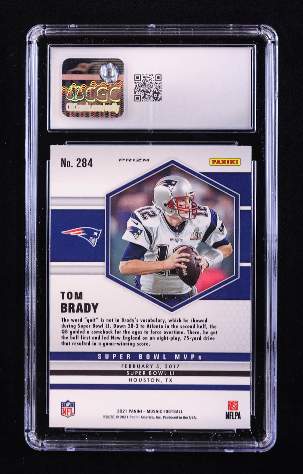 Tom Brady 2021 Panini Mosaic Mosaic Green #284 MVP (CGC 10) at PristineAuction.com Tom Brady 2021 Panini Mosaic Mosaic Green #284 MVP (CGC 10) at PristineAuction.com