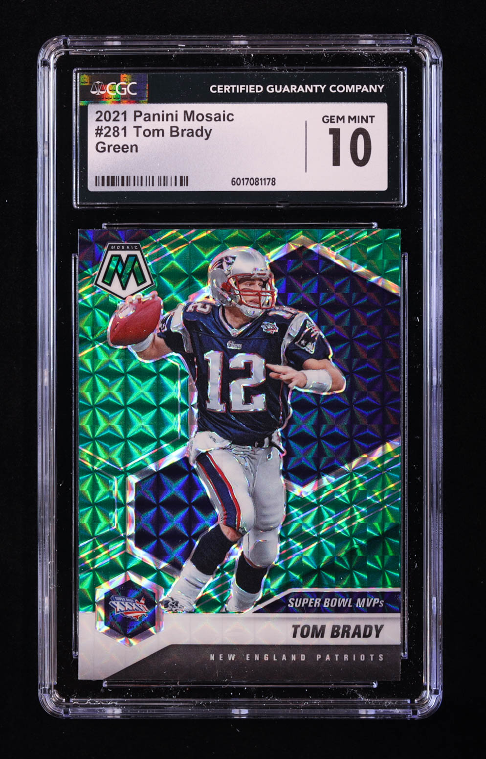 Tom Brady 2021 Panini Mosaic Mosaic Green #281 MVP (CGC 10) at PristineAuction.com Tom Brady 2021 Panini Mosaic Mosaic Green #281 MVP (CGC 10) at PristineAuction.com