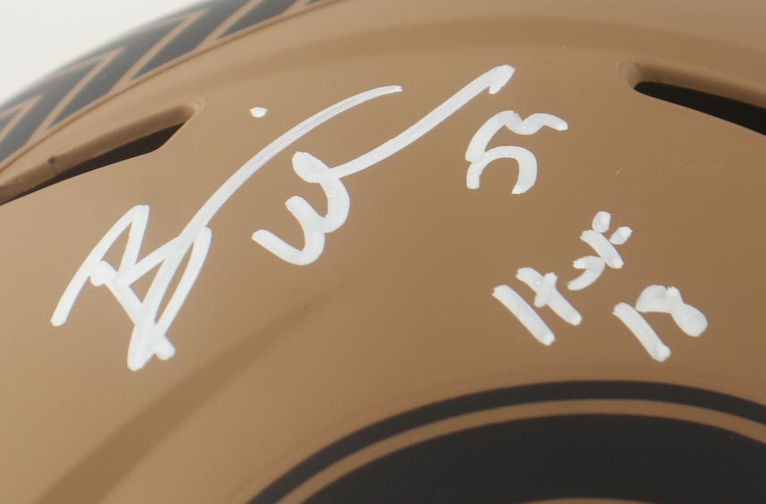 Brian Urlacher Signed Bears Full-Size Salute to Service Alternate Speed Helmet Inscribed "HOF 18" (Beckett) at PristineAuction.com Brian Urlacher Signed Bears Full-Size Salute to Service Alternate Speed Helmet Inscribed "HOF 18" (Beckett) at PristineAuction.com