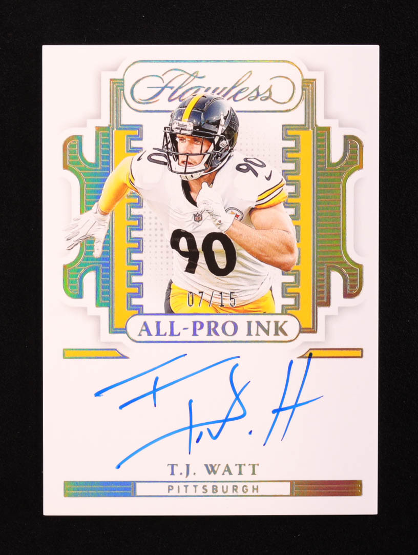 T.J. Watt 2022 Panini Flawless All Pro Ink Gold #APTJ #07/15 at PristineAuction.com T.J. Watt 2022 Panini Flawless All Pro Ink Gold #APTJ #07/15 at PristineAuction.com