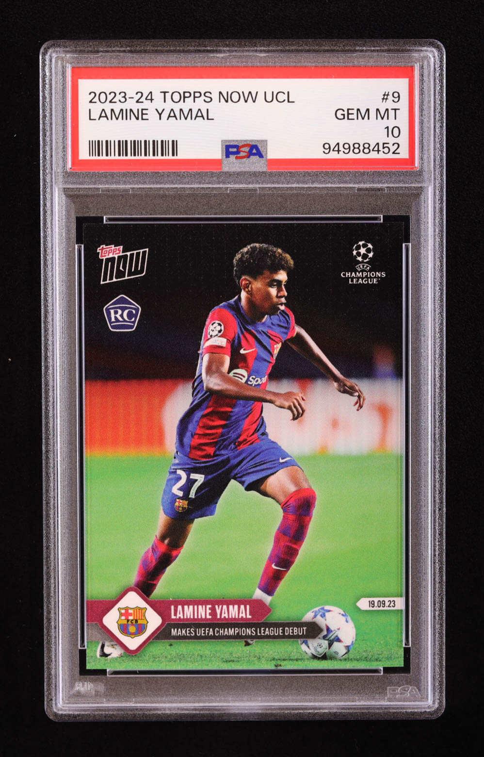 Lamine Yamal 2023-24 Topps Now UEFA Champions League #9 RC (PSA 10) at PristineAuction.com Lamine Yamal 2023-24 Topps Now UEFA Champions League #9 RC (PSA 10) at PristineAuction.com