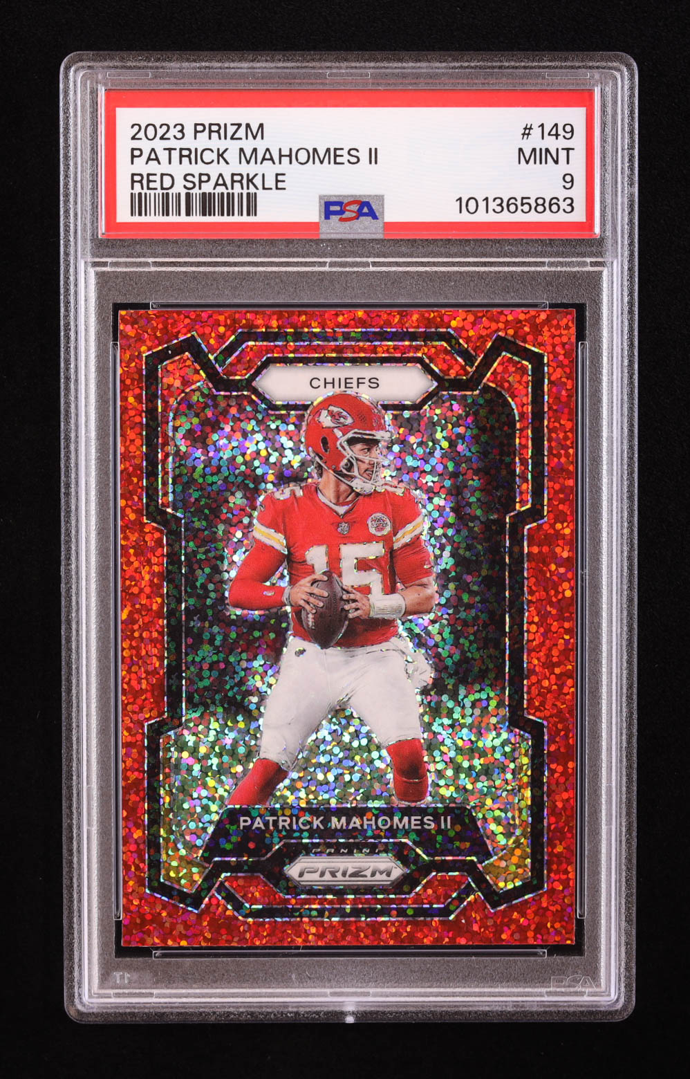 Patrick Mahomes II 2023 Panini Prizm Prizms Red Sparkle #149 (PSA 9) at PristineAuction.com Patrick Mahomes II 2023 Panini Prizm Prizms Red Sparkle #149 (PSA 9) at PristineAuction.com