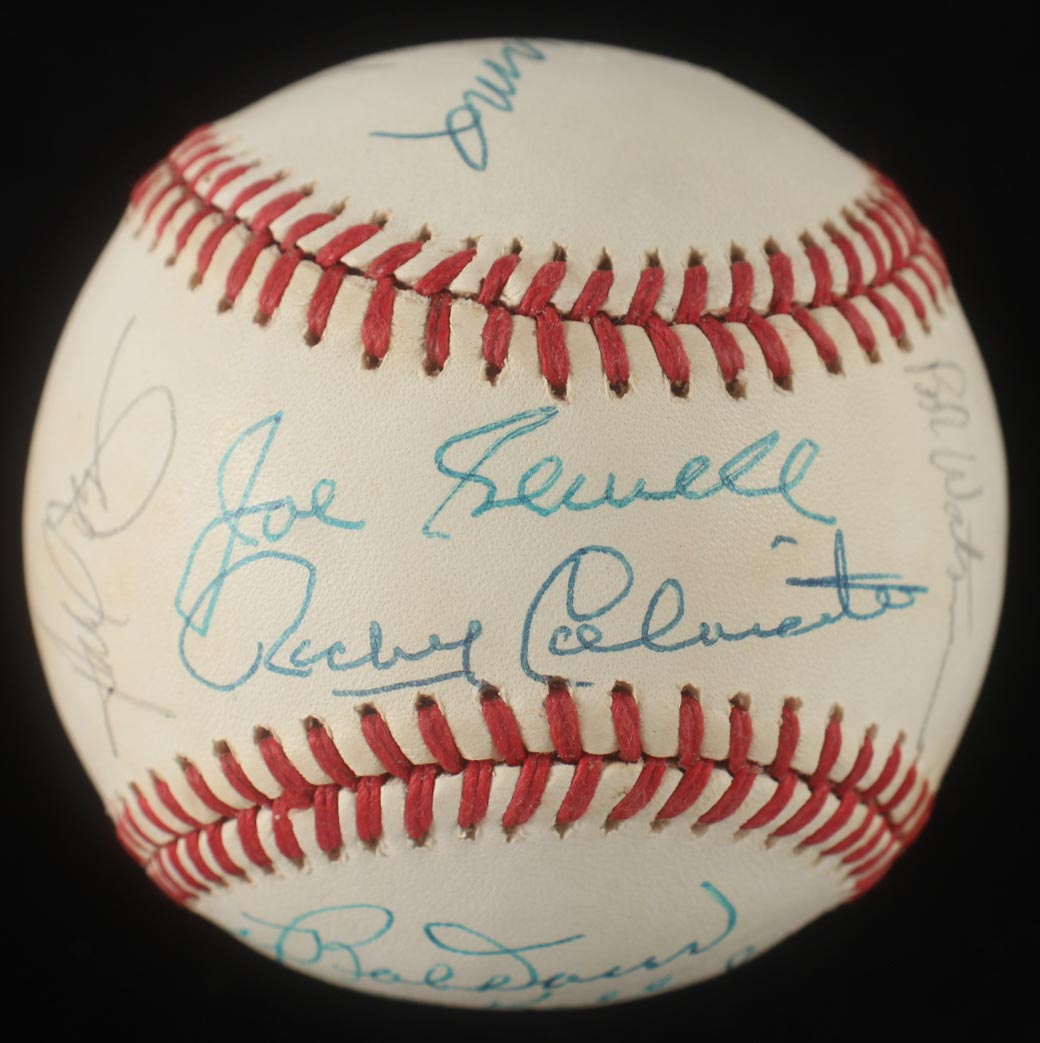 Baseball Legends OAL Baseball Signed by (12) With Ted Williams, Greg Maddux, Stan Musial, Bobby Doerr With Wood & Glass Display Case (PSA) at PristineAuction.com Baseball Legends OAL Baseball Signed by (12) With Ted Williams, Greg Maddux, Stan Musial, Bobby Doerr With Wood & Glass Display Case (PSA) at PristineAuction.com