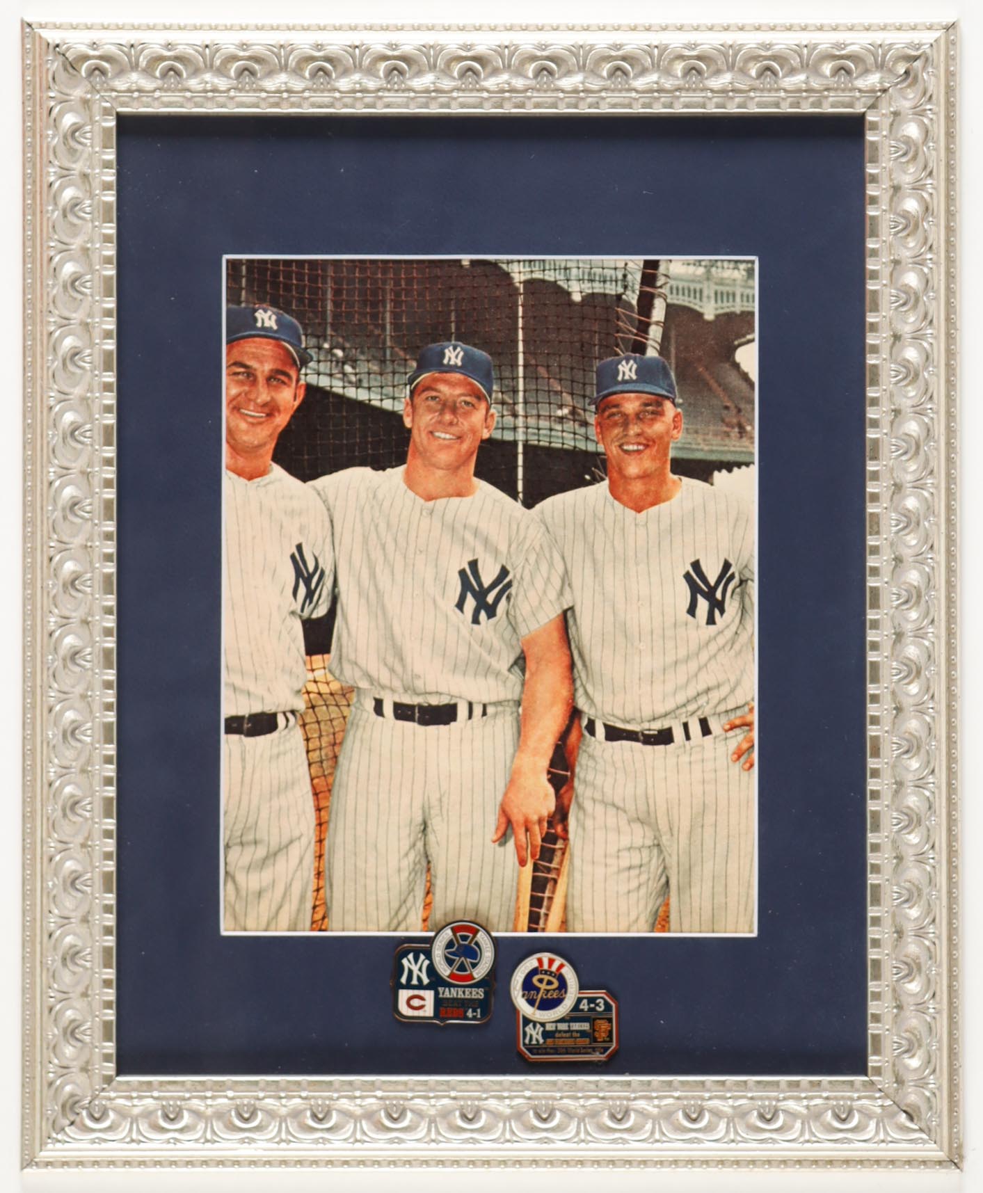 Mickey Mantle & Roger Maris Yankees Custom Framed Photo Display With Official 1961 & 1962 World Series Pins at PristineAuction.com Mickey Mantle & Roger Maris Yankees Custom Framed Photo Display With Official 1961 & 1962 World Series Pins at PristineAuction.com