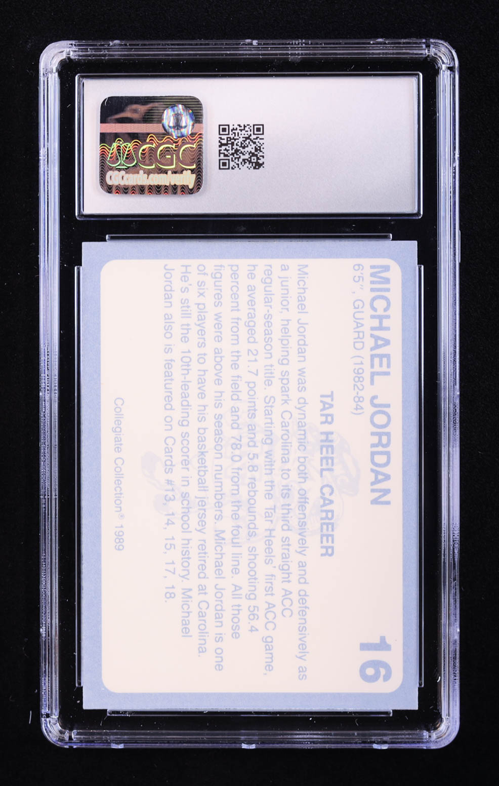 Michael Jordan 1989 North Carolina Collegiate Collection #16 (CGC 10) at PristineAuction.com Michael Jordan 1989 North Carolina Collegiate Collection #16 (CGC 10) at PristineAuction.com