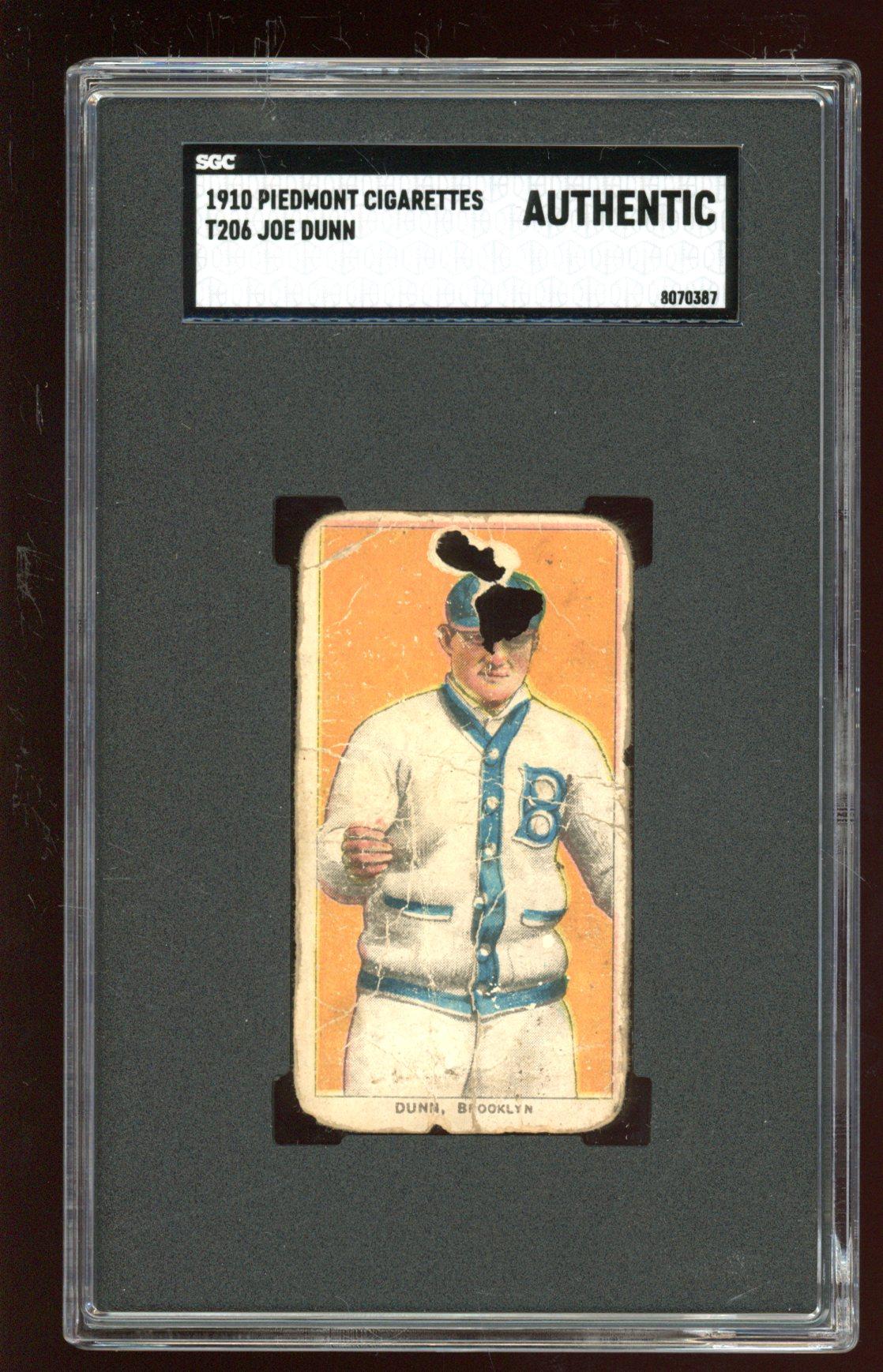 Joe Dunn T206 Piedmont Cigarettes (SGC Authentic) at PristineAuction.com Joe Dunn T206 Piedmont Cigarettes (SGC Authentic) at PristineAuction.com