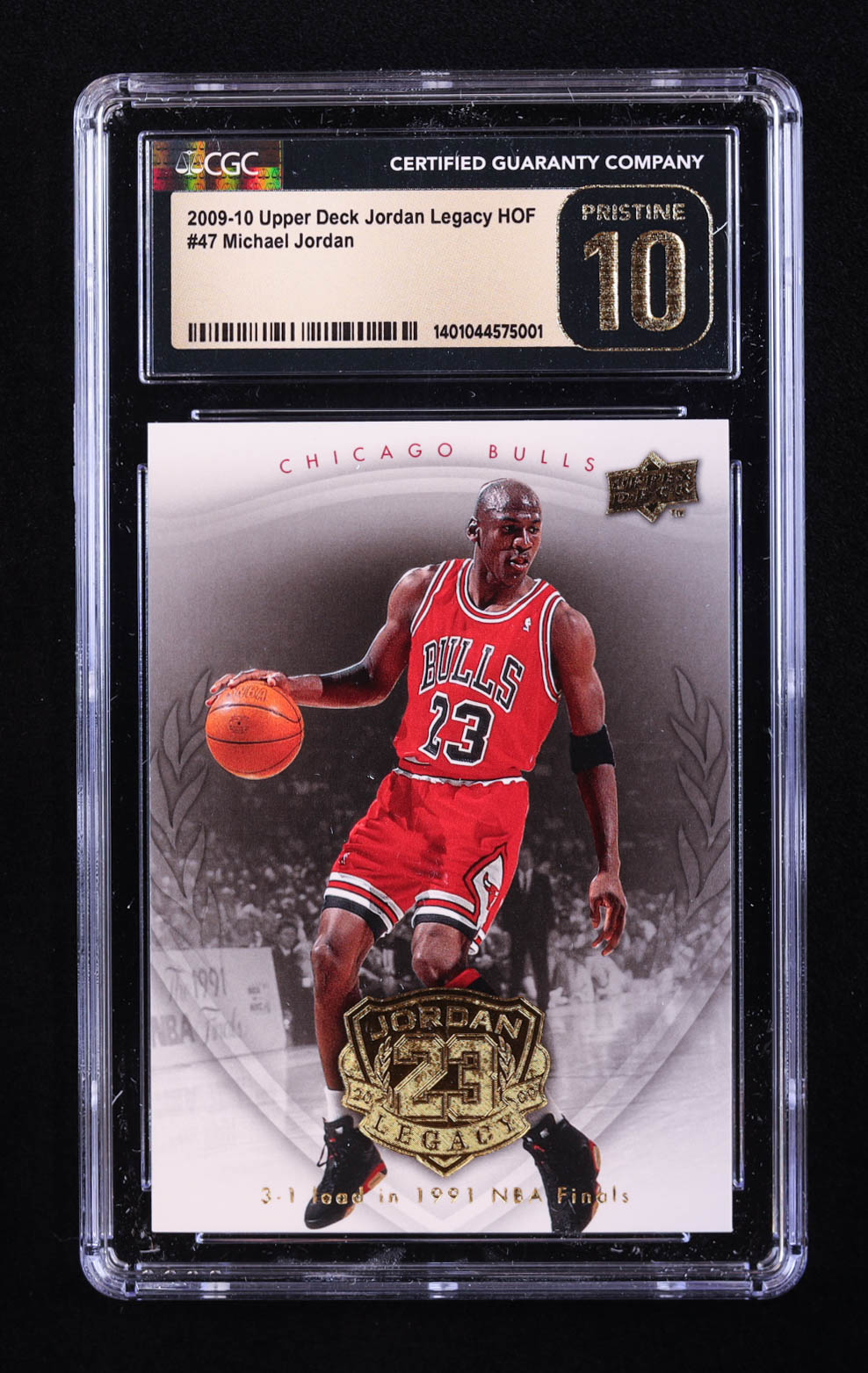 Michael Jordan 2009-10 Upper Deck Michael Jordan Legacy Collection Gold #47 (CGC | Pristine Black Label) at PristineAuction.com Michael Jordan 2009-10 Upper Deck Michael Jordan Legacy Collection Gold #47 (CGC | Pristine Black Label) at PristineAuction.com